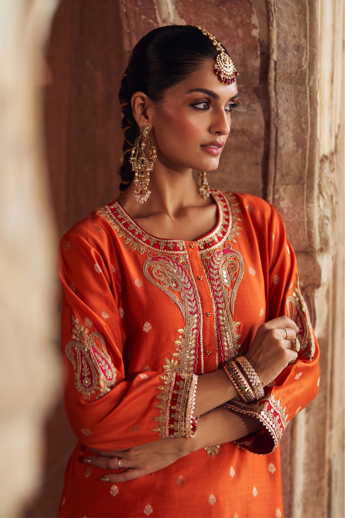 Fahmida Orange Kurta With Salwar