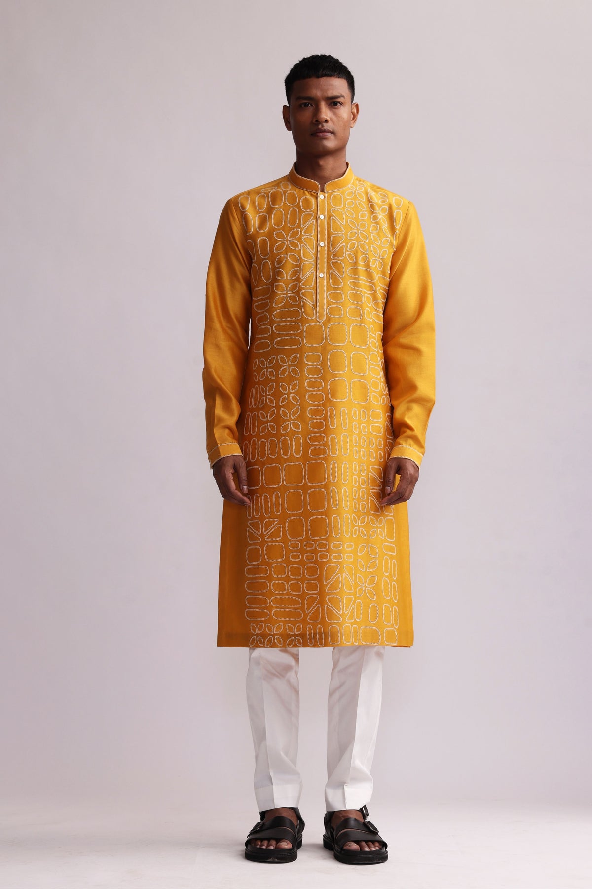 Shadow Block Mustard Kurta Set