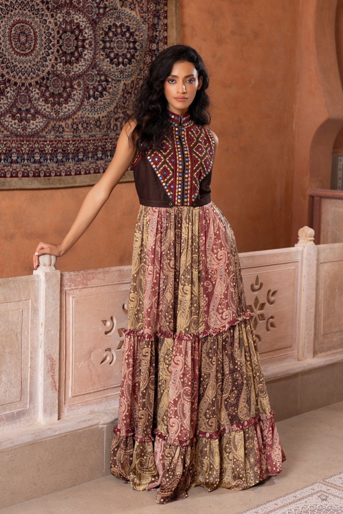 Mirror Embroidered Maxi Dress