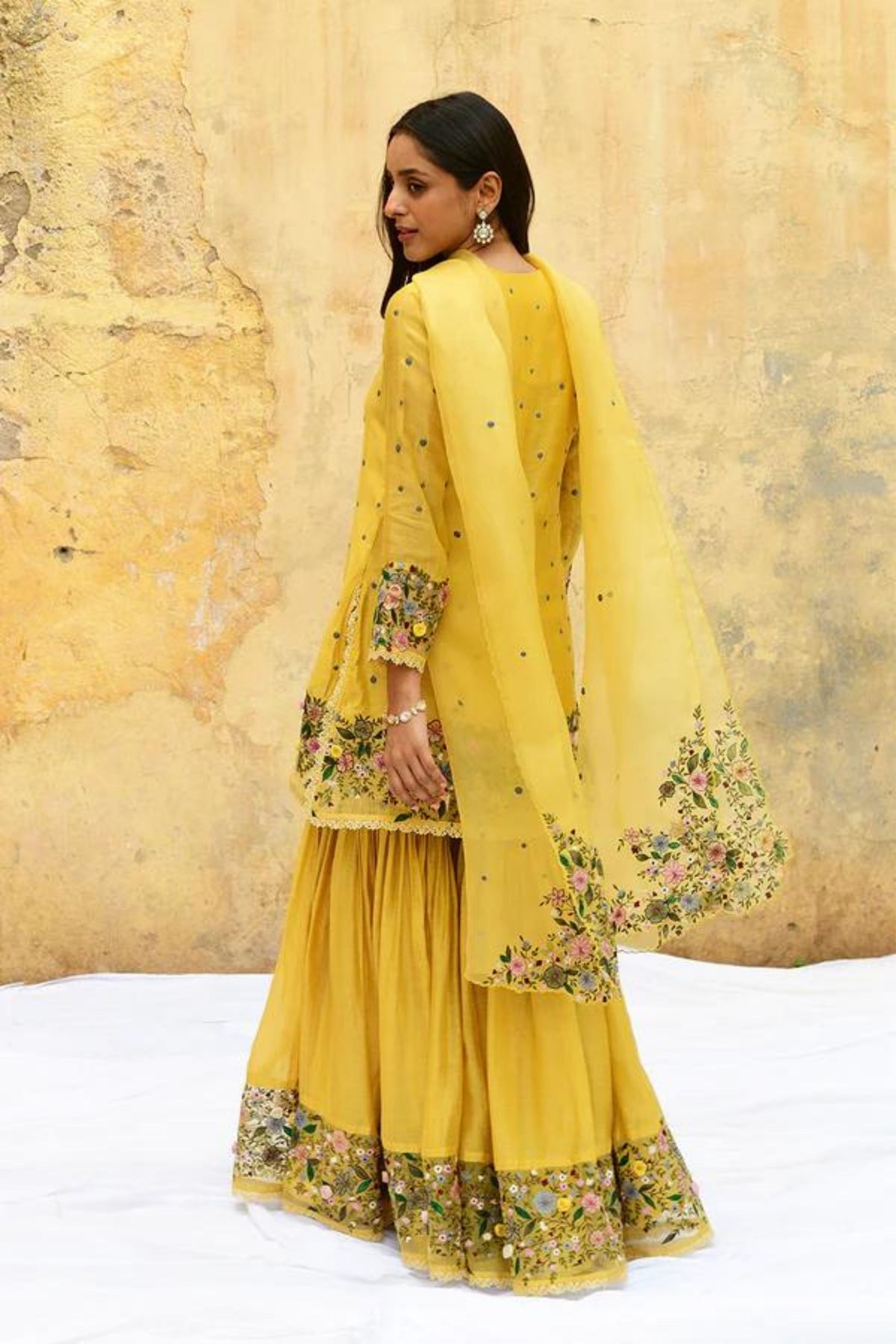 Yellow Orchid Sharara Set