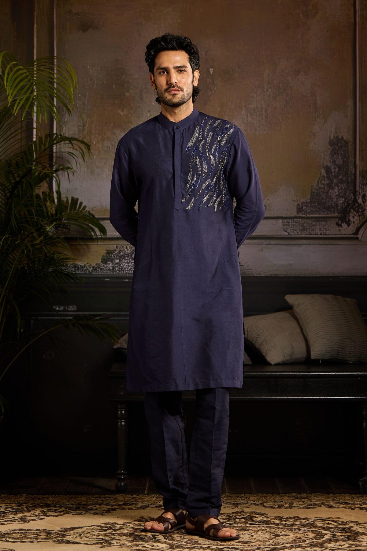 One Side Embroidered Kurta Set