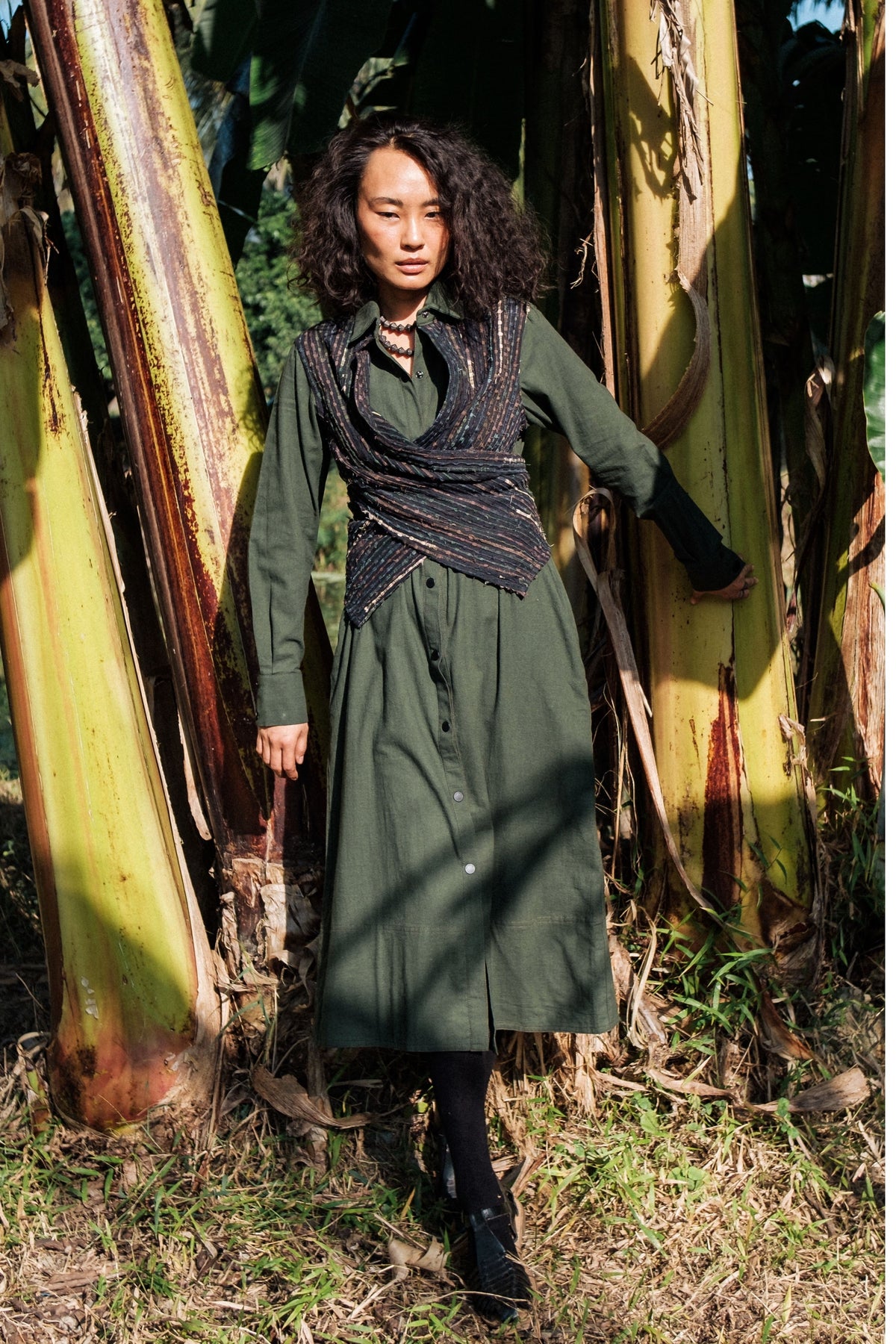 Handwoven Seattle Green Wrap Dress