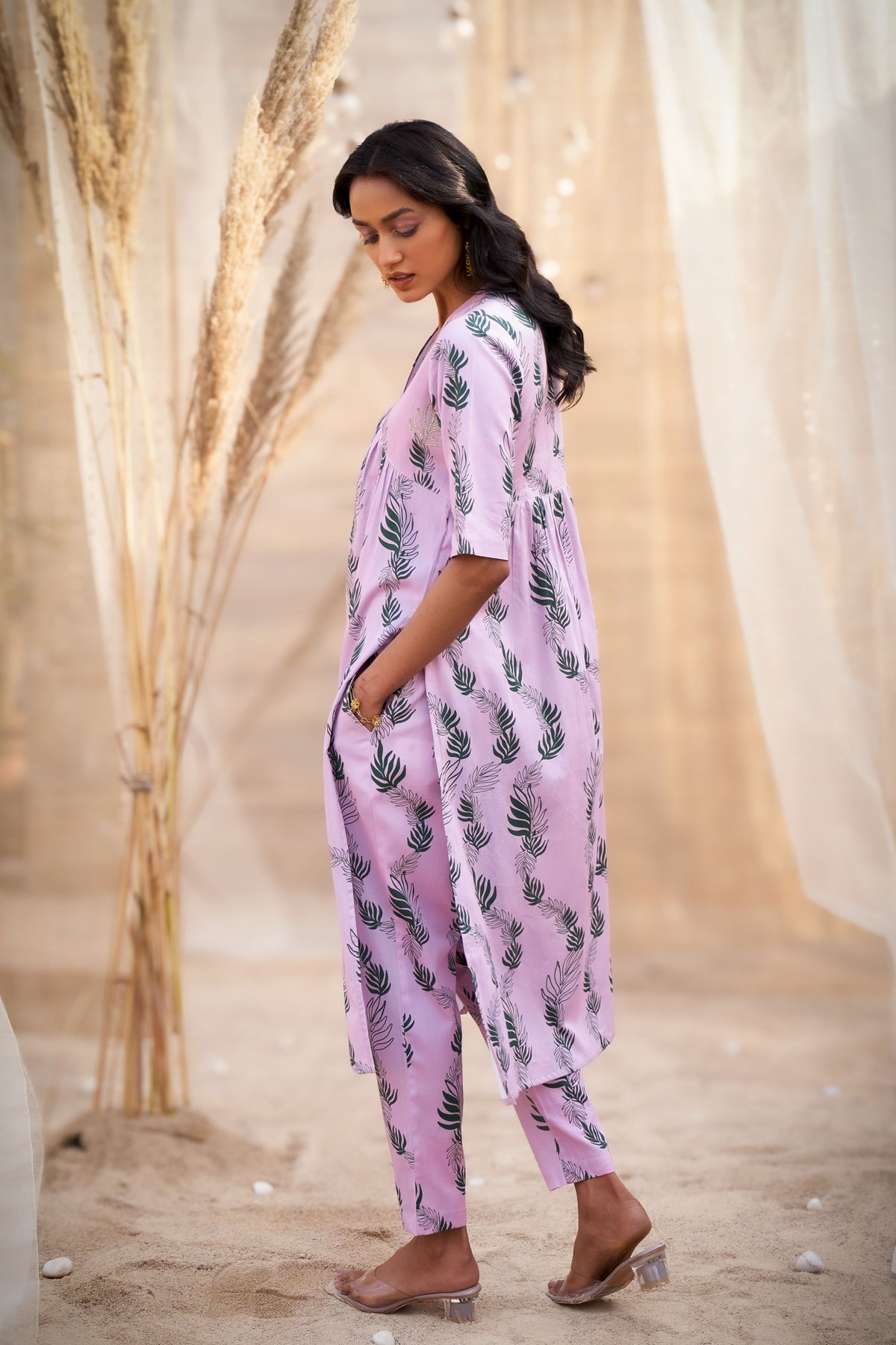Reveria Printed Gathered Kurta Set