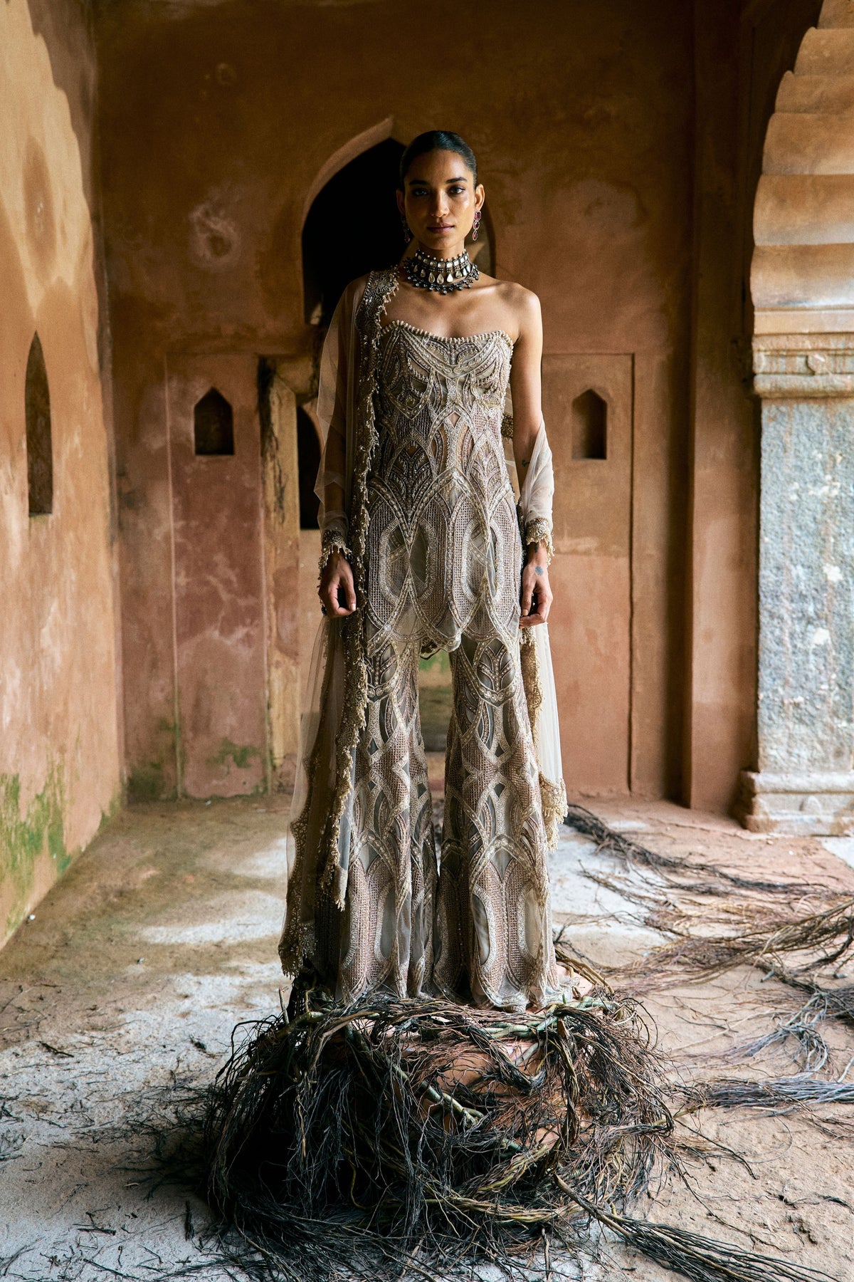 Mocha Sharara Set