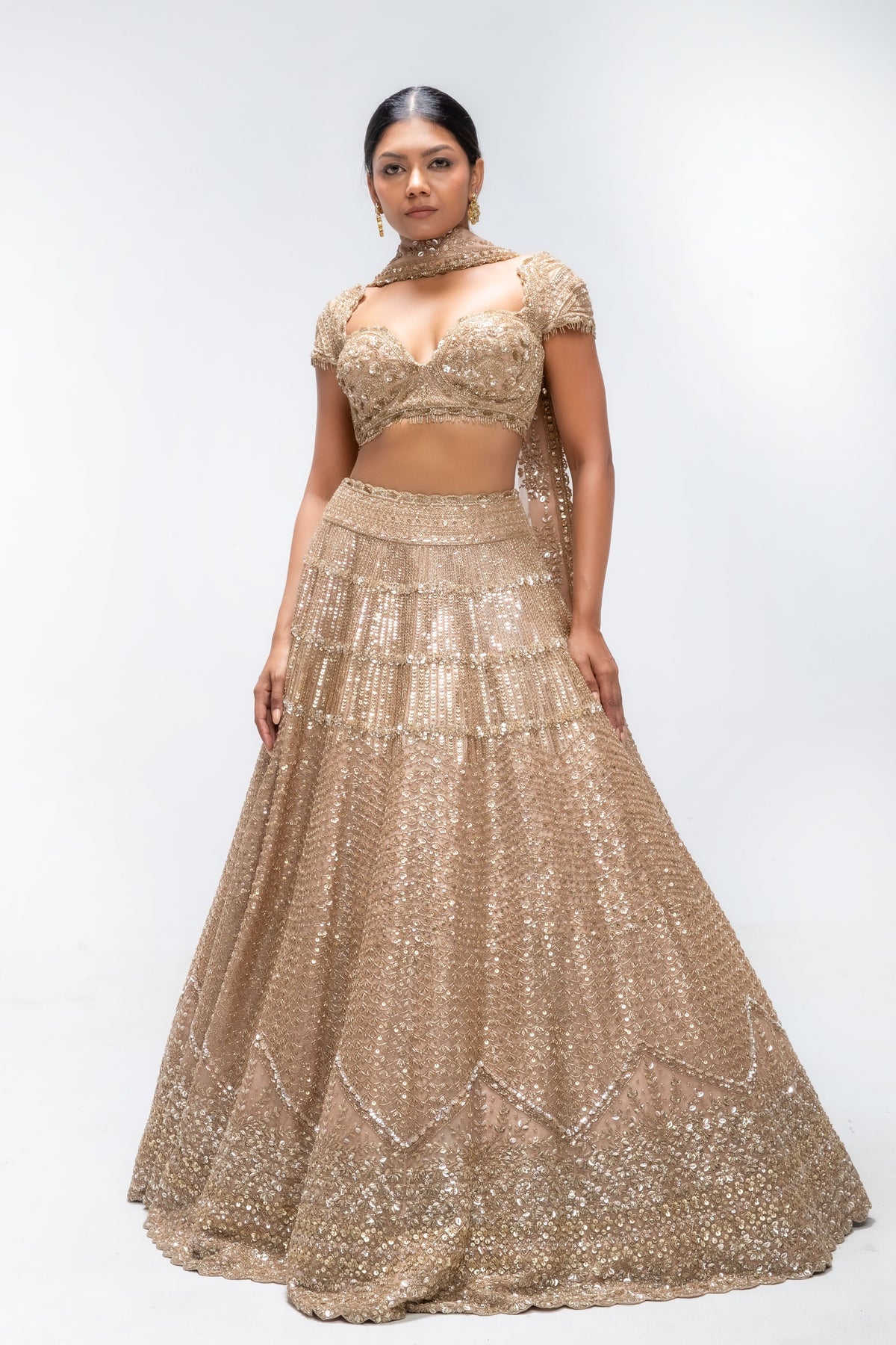 Golden Mirage Crest Lehenga
