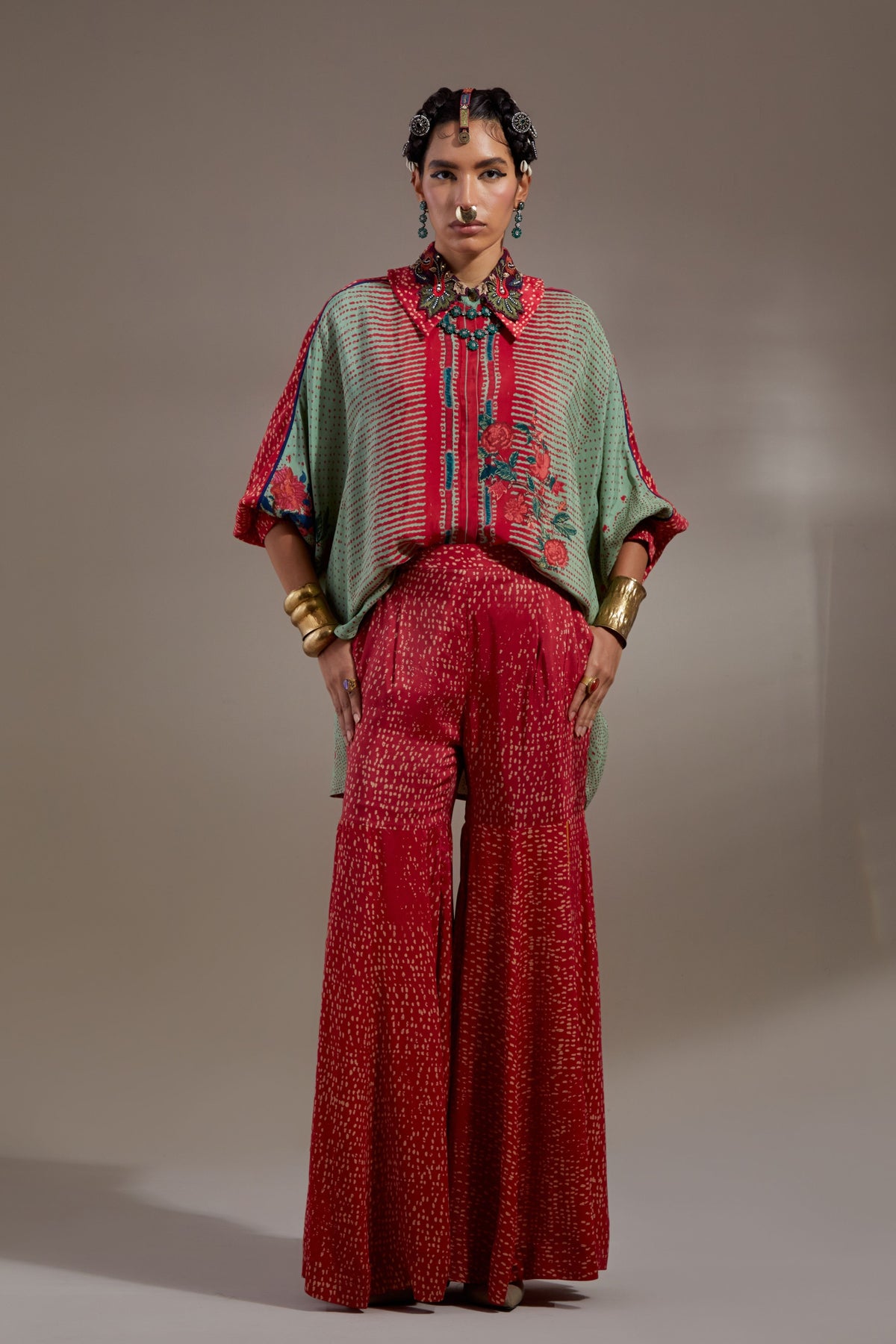 Ash Green Mandala Shirt Set