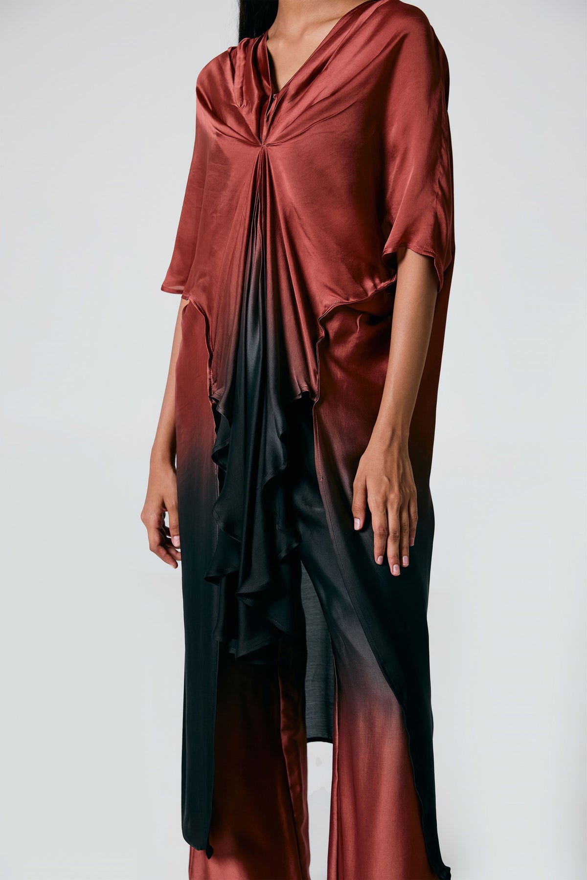 Ombre Brown Front Stitch Co-ord Set