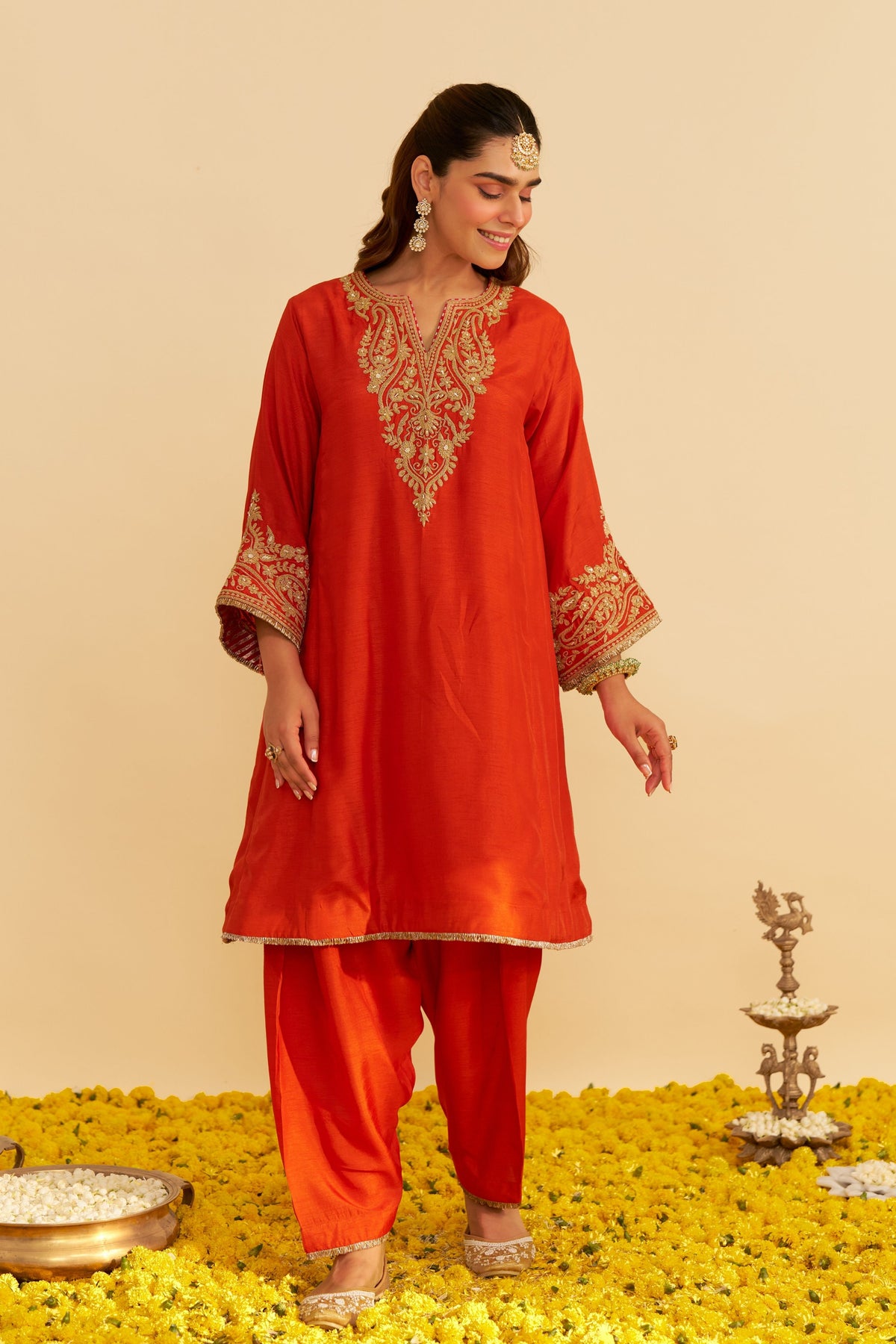 Marwa Orange Chauga With Salwar