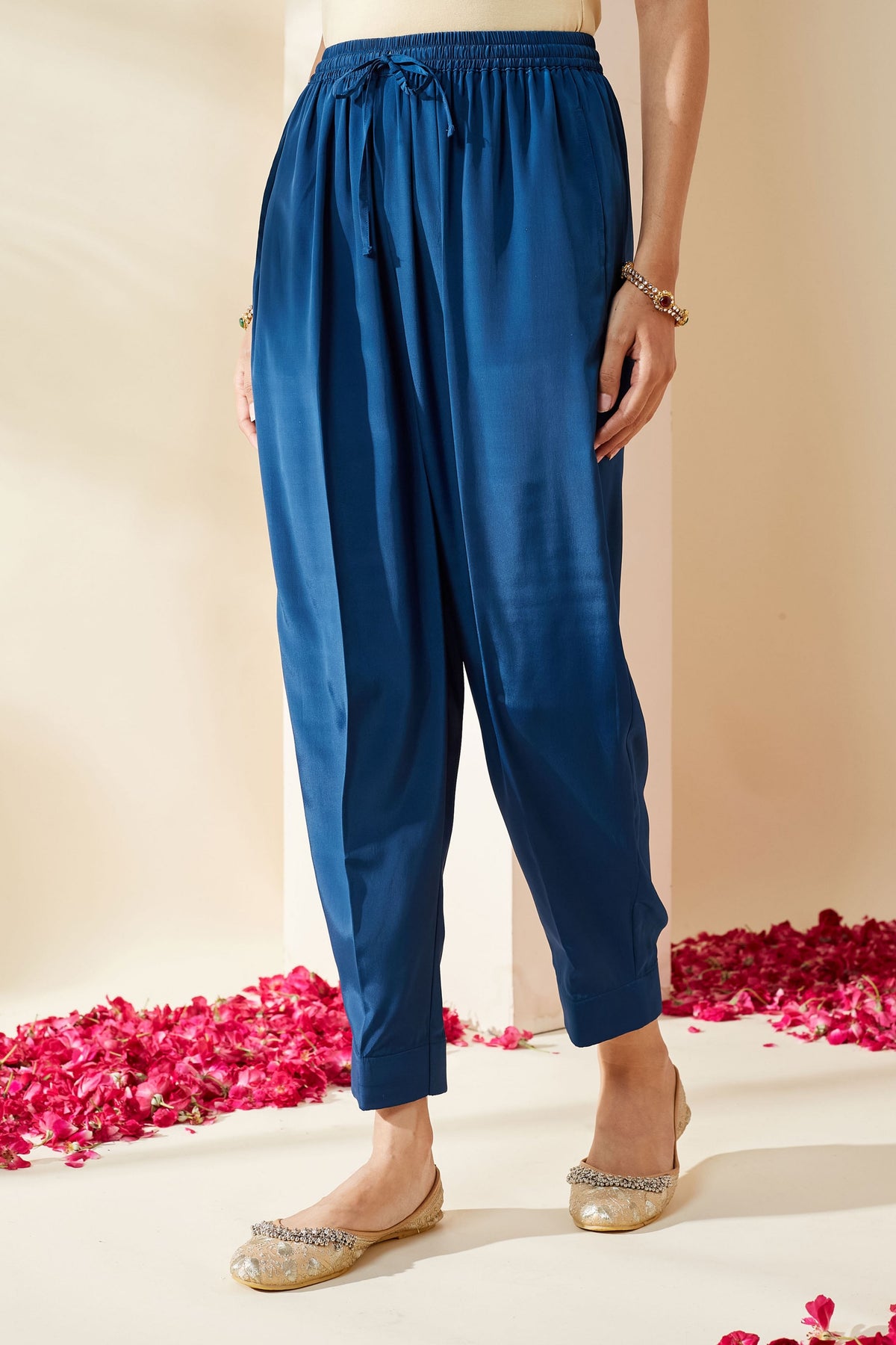 Blue Zari Stripe Kurta Set