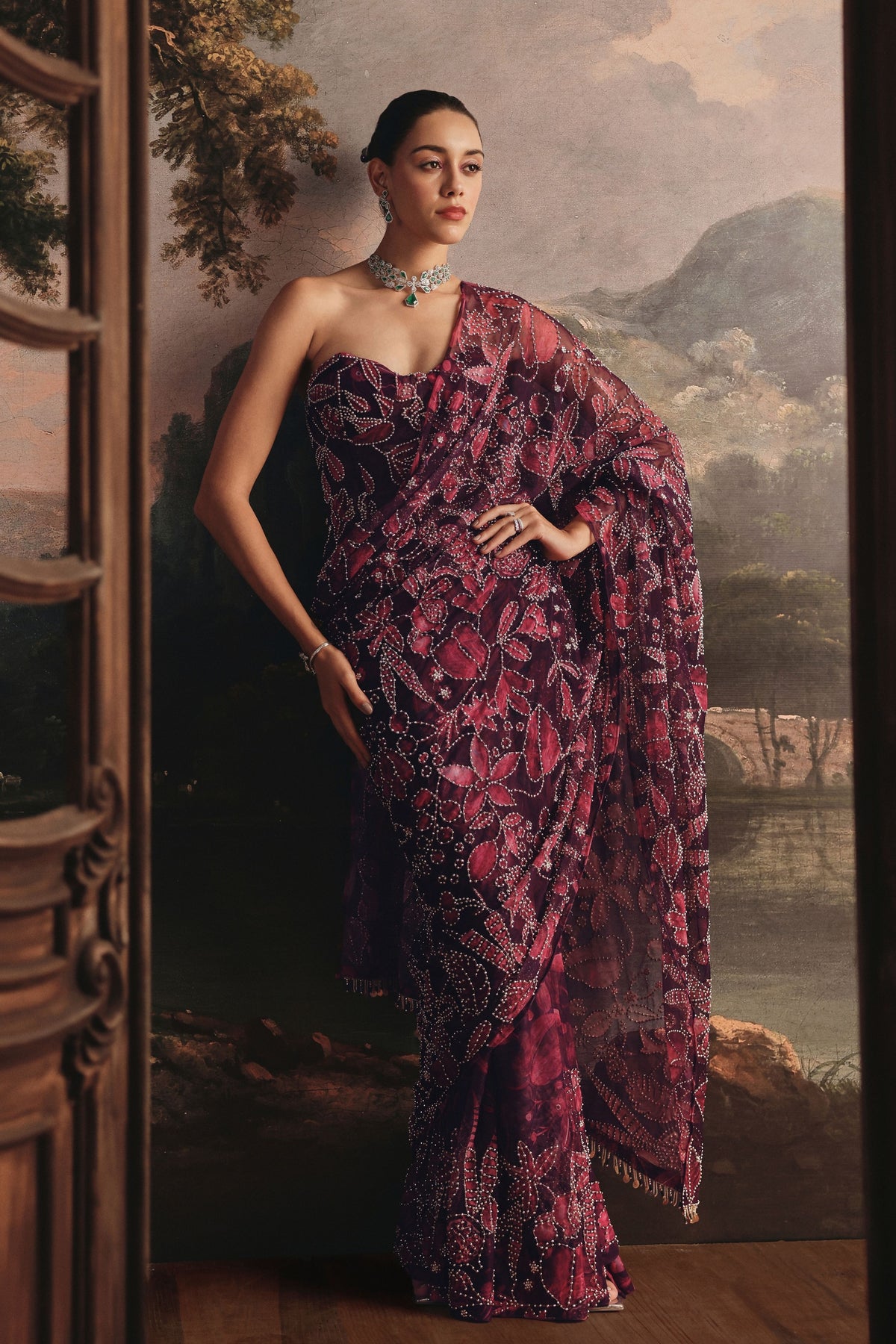 Purple Draped Saree