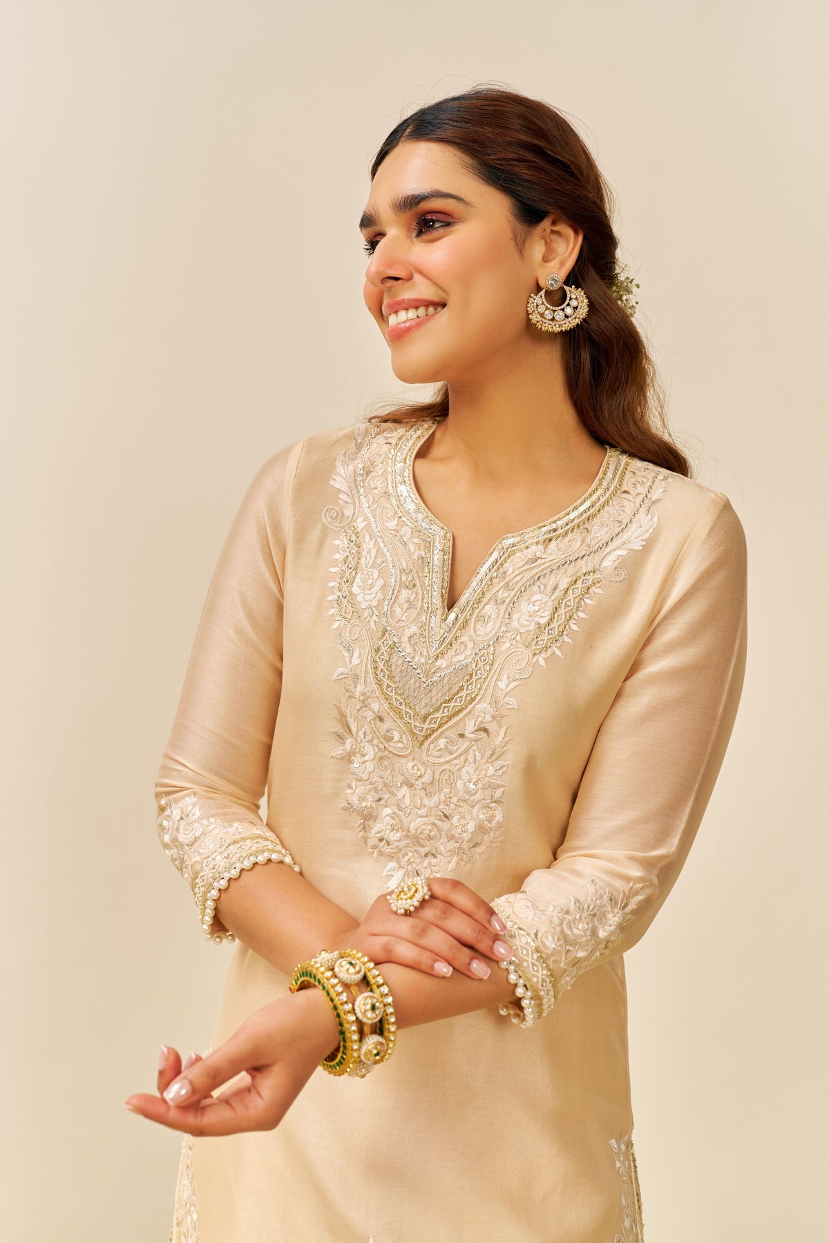 Haniya  Beige Kurta With Salwar