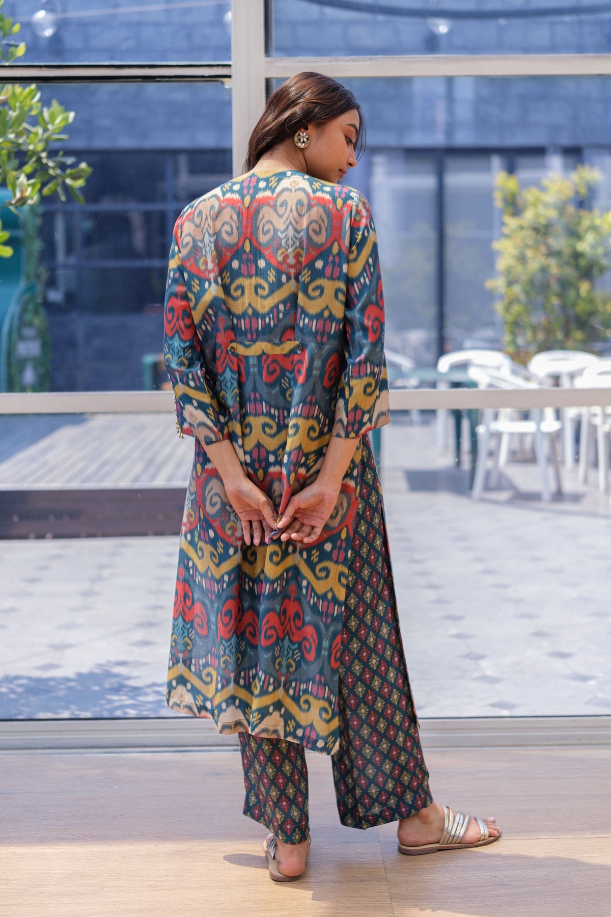 Multi Blue Ikat Kurta Set