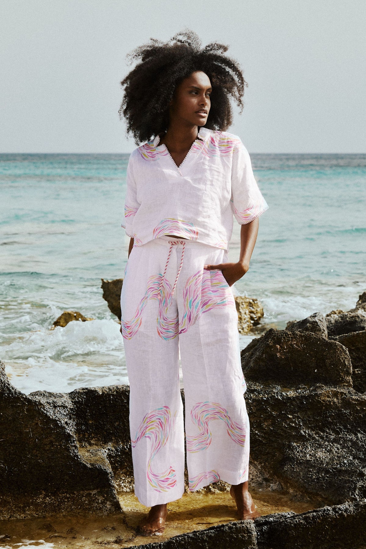 Brush Stroke Linen Pants