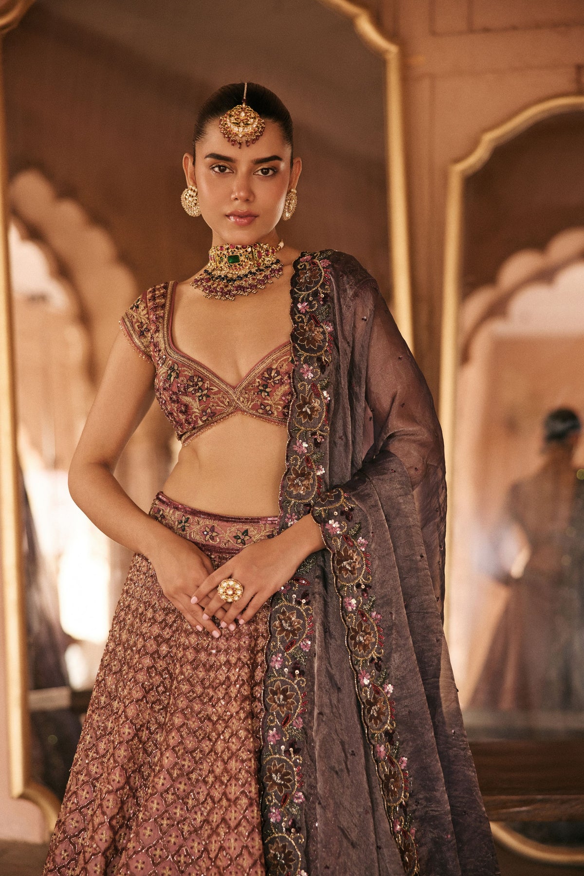 Hand Embroidery Pink Lehenga Set