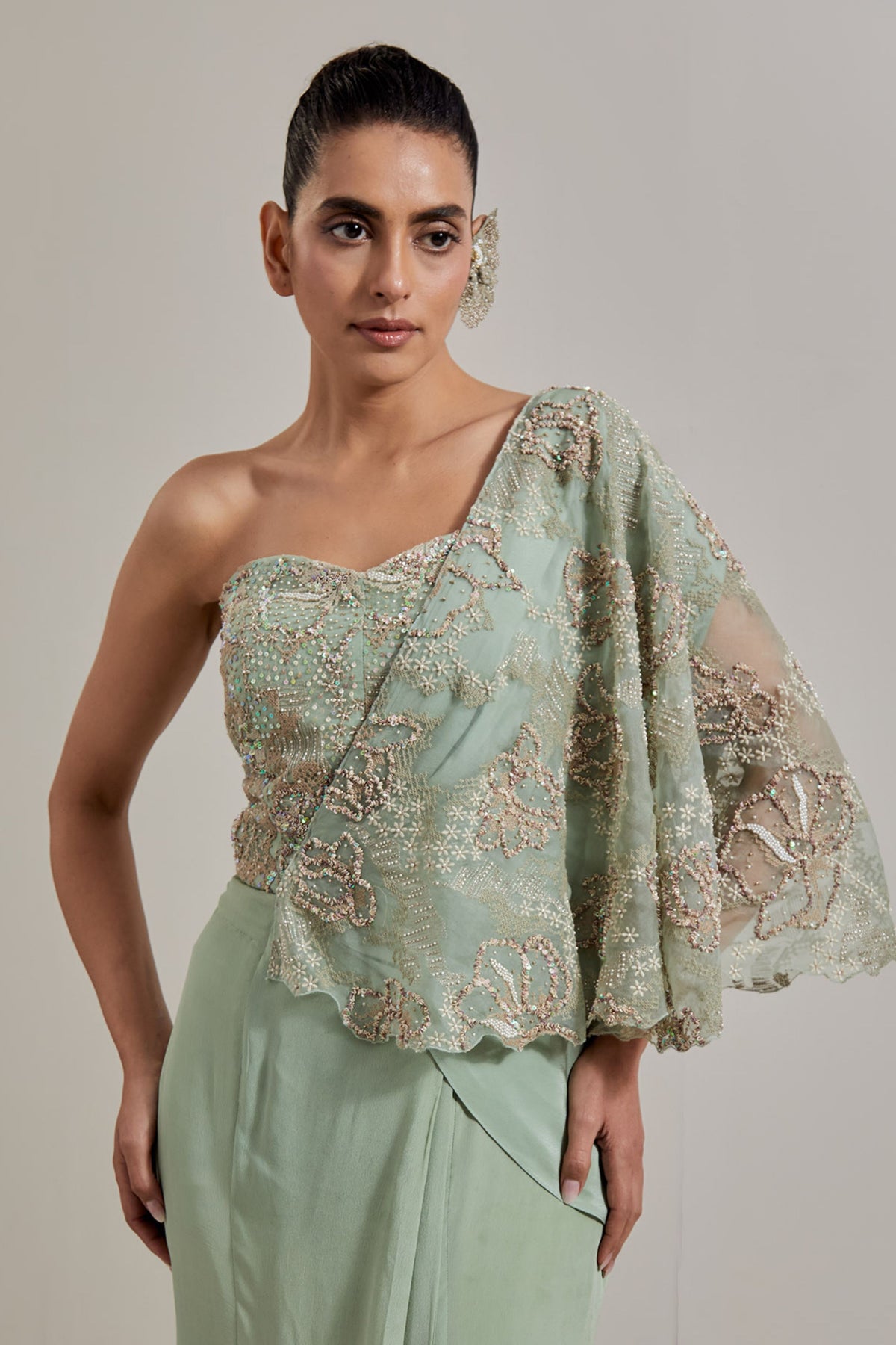 Glimmer Drape Saree Set