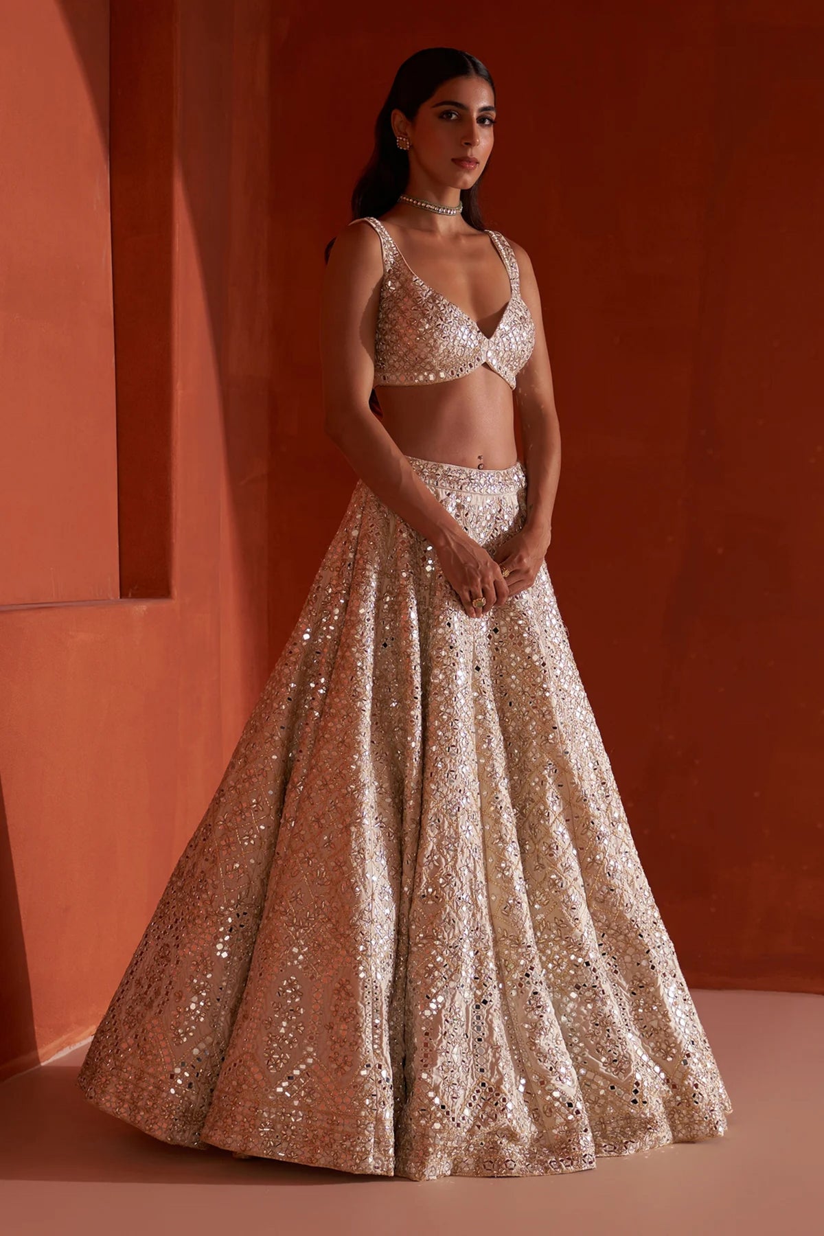 Ivory Raw Silk Lehenga Set