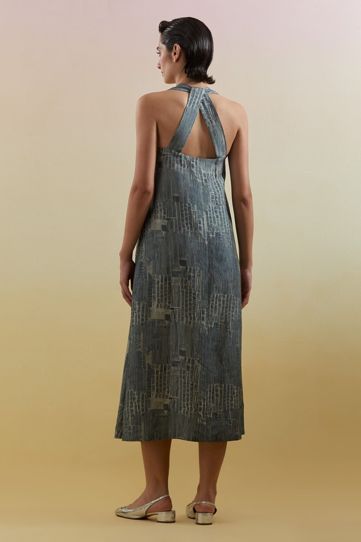 Scribe Indigo & Slate Halter Dress