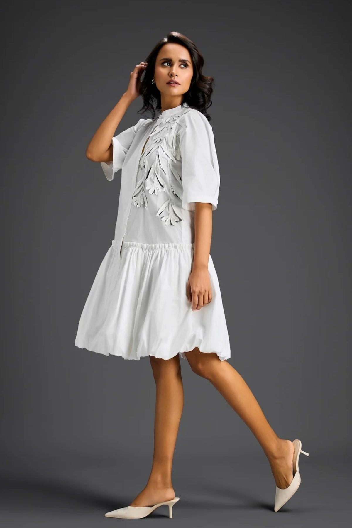 White Bubble Hem Dress