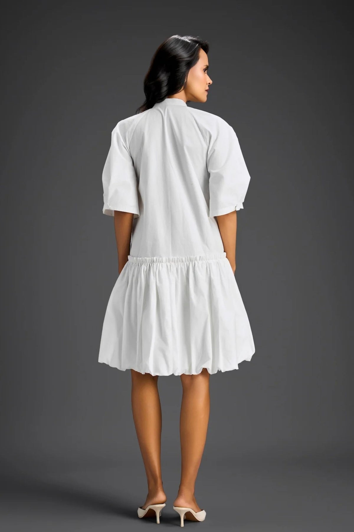 White Bubble Hem Dress