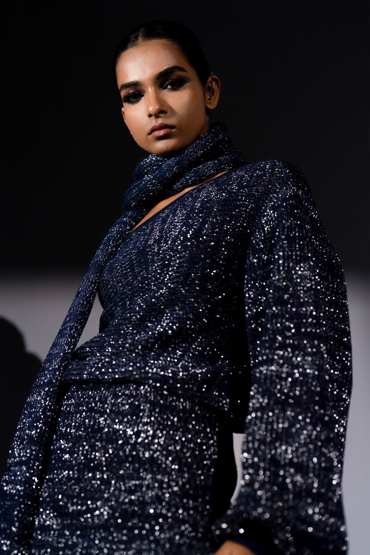 Navy One Shoulder Set