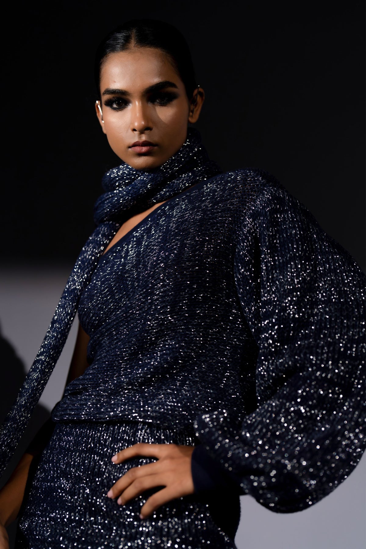 Navy One Shoulder Set