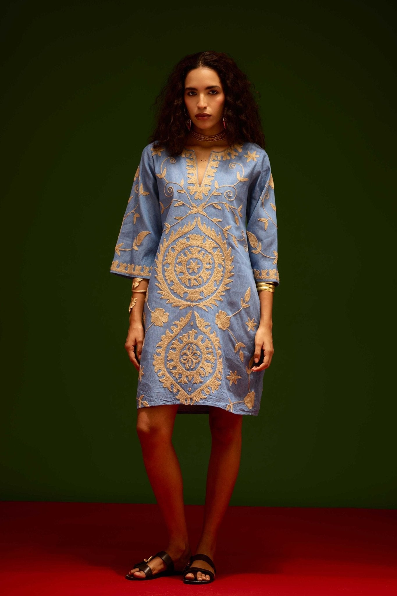 Denim Blue Dress - Indian Summer Story - Elahe