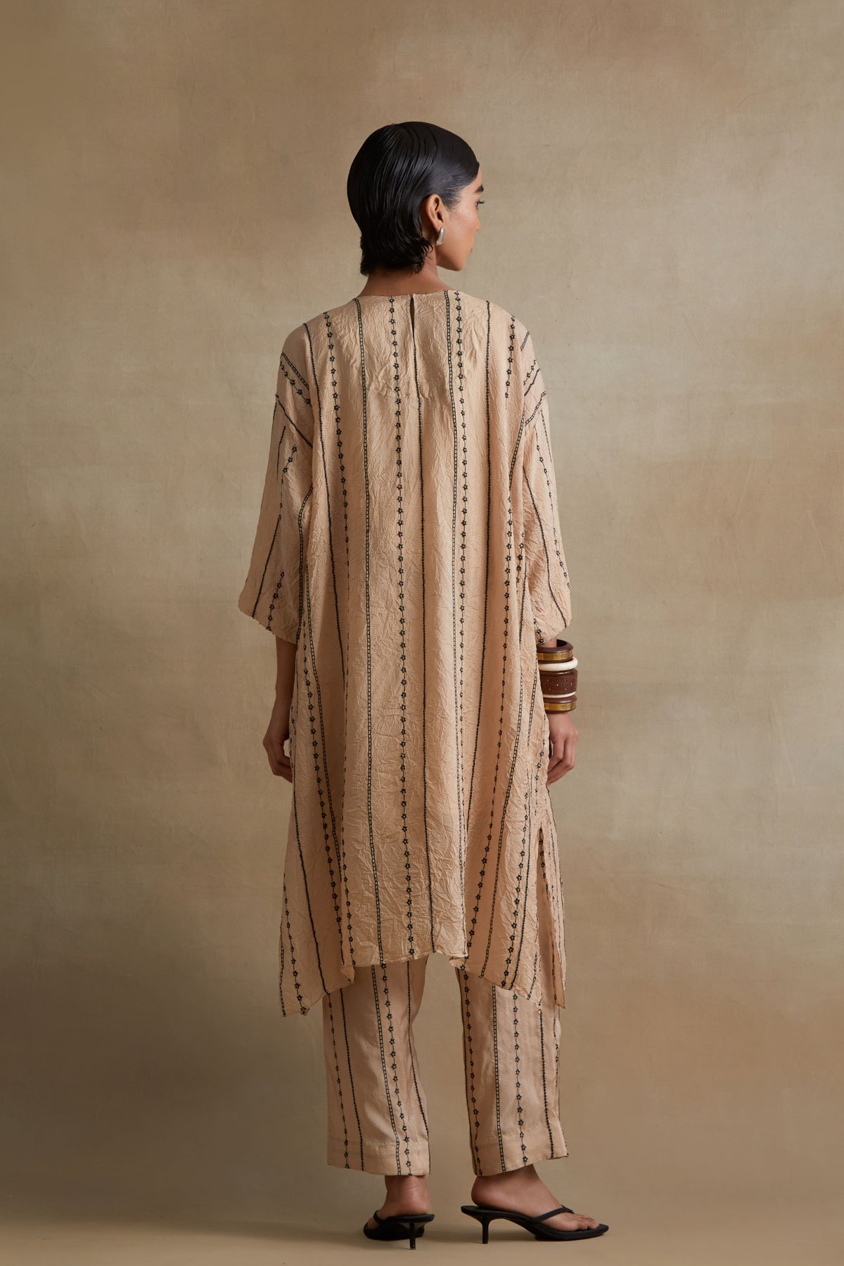 Clay Beaded Embroidered Kurta Set