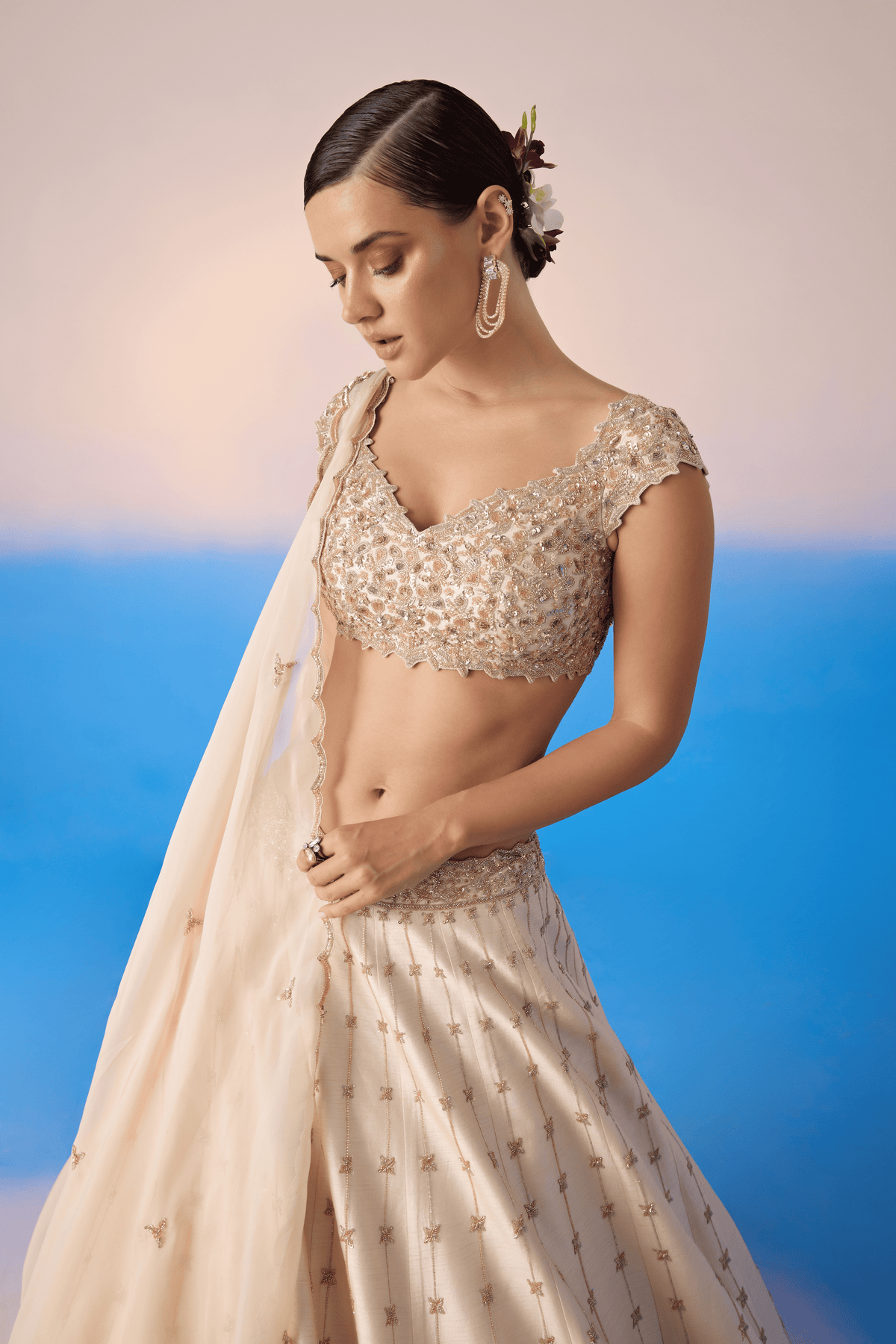 Beige Lehenga Set