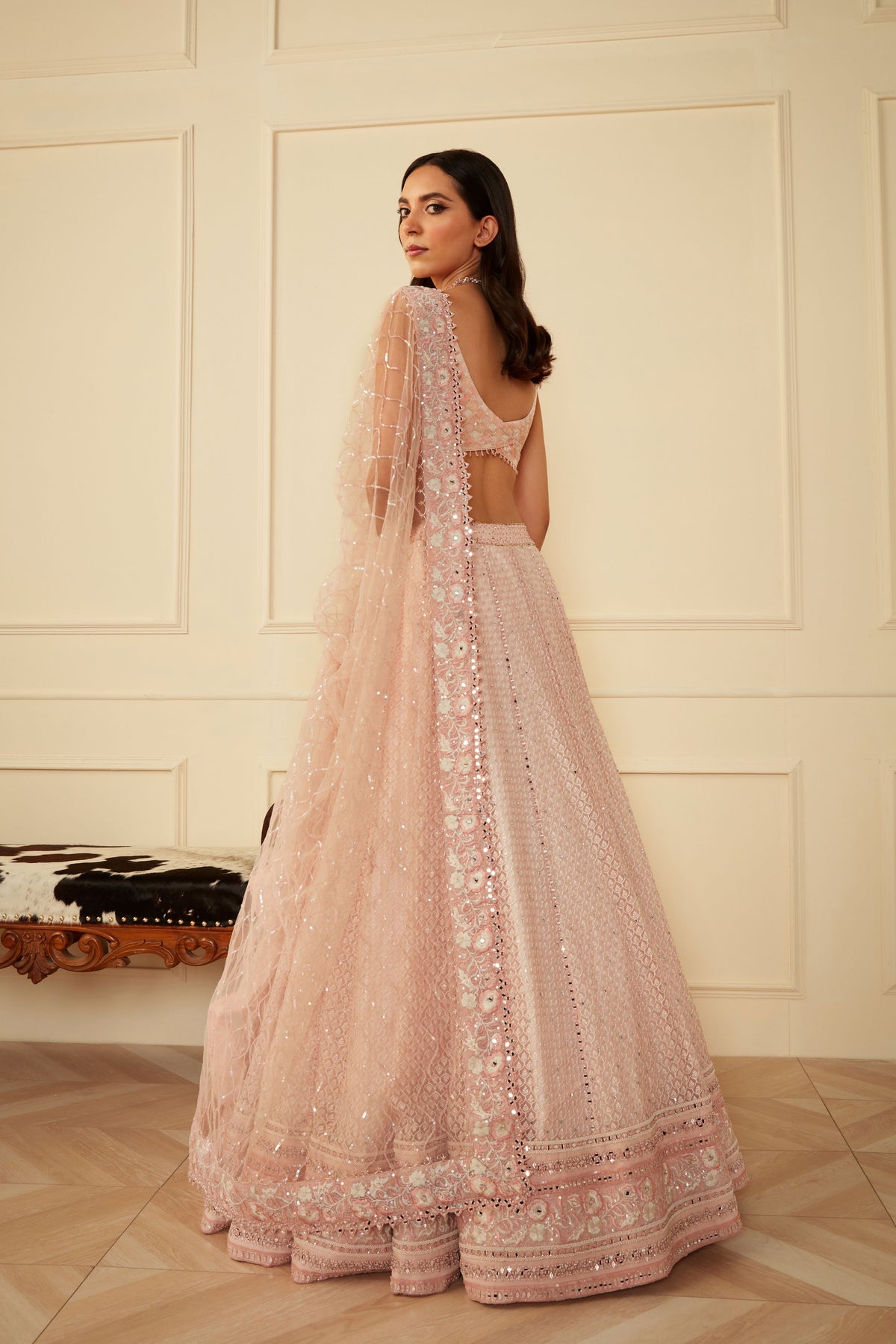 Baby Pink Mirror Lehenga  Set