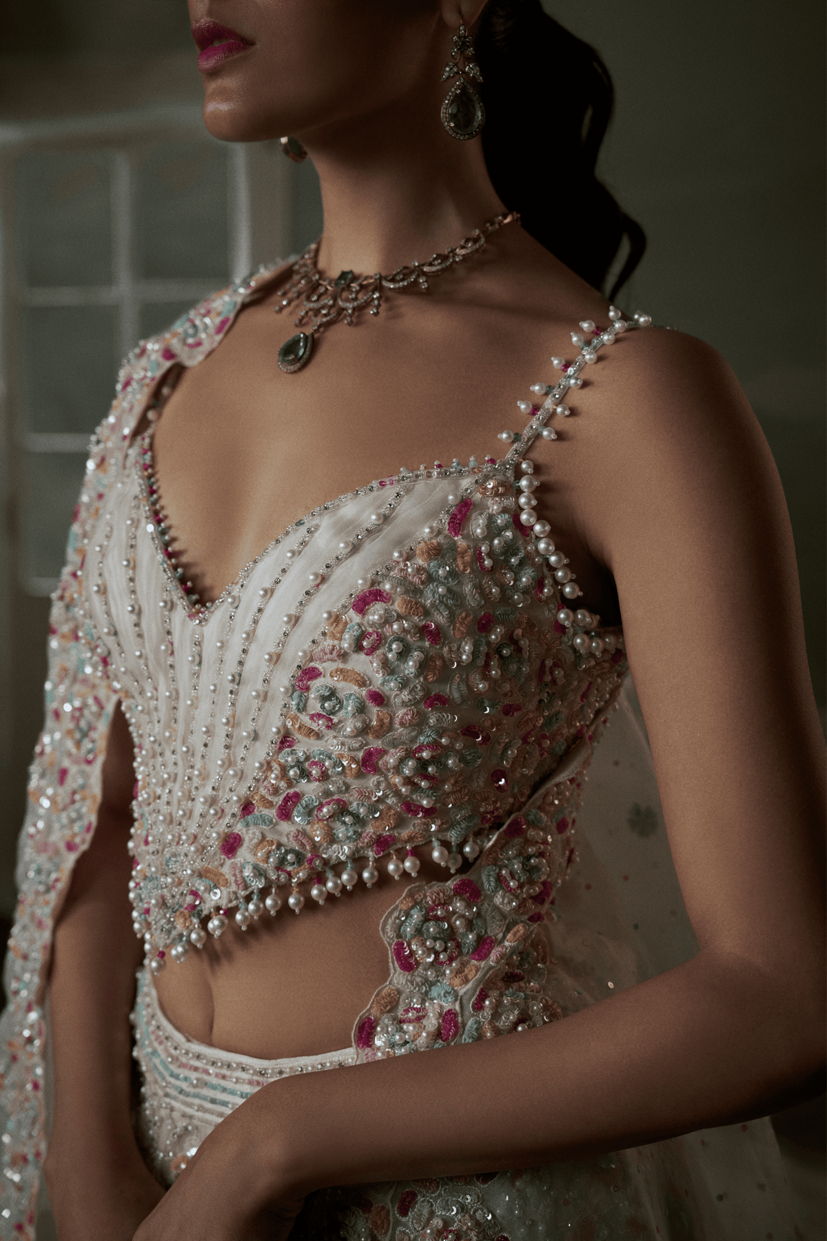 Ivory Multicolored Lehenga Set