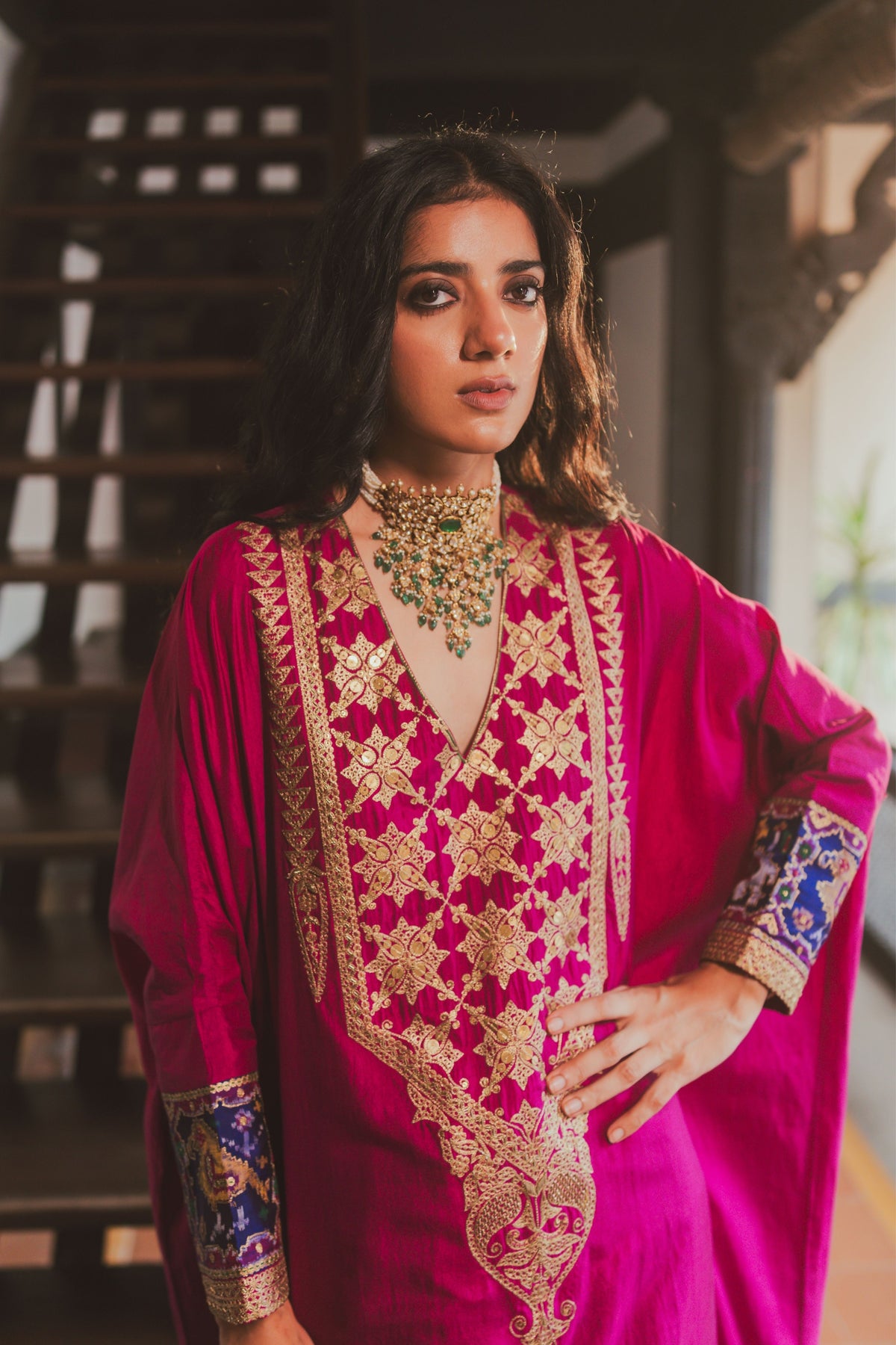Kriti Magenta Kaftan Set