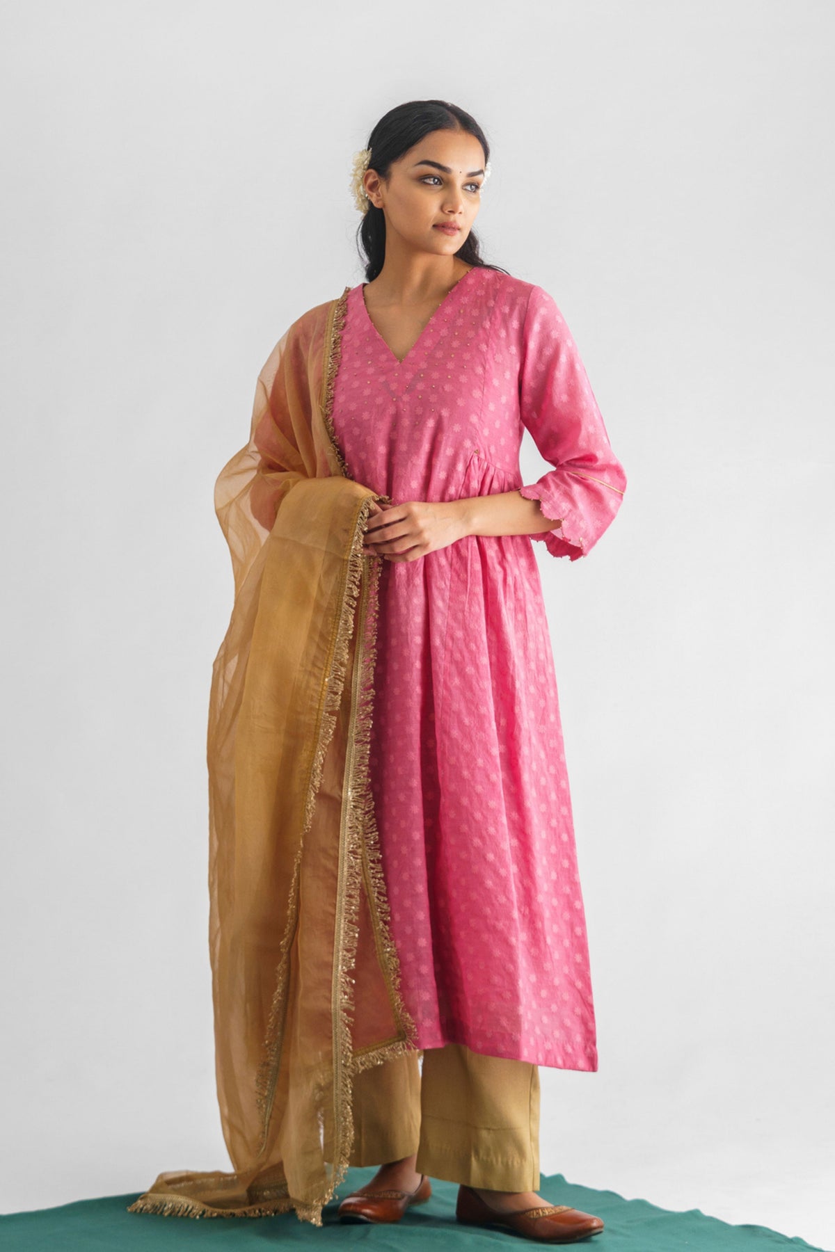 Pink Chanderi Silk Kurta