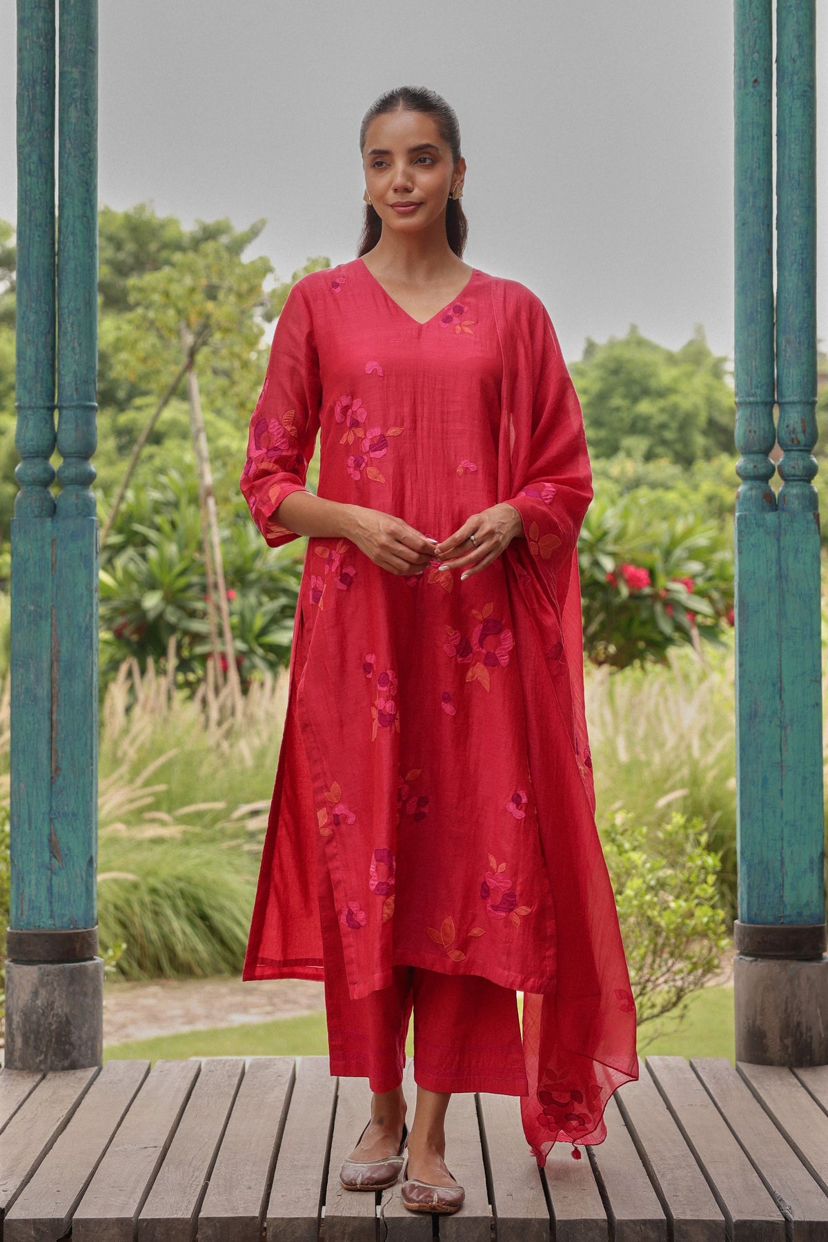 Berry Floral Kurta Set