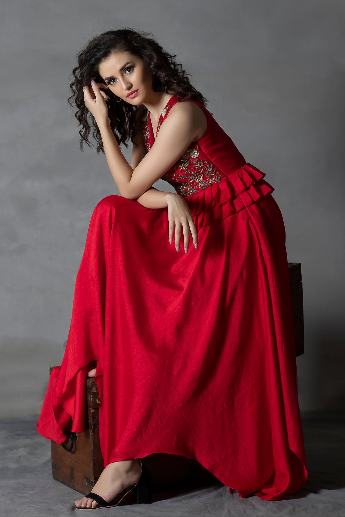 Laal Peplum Gown