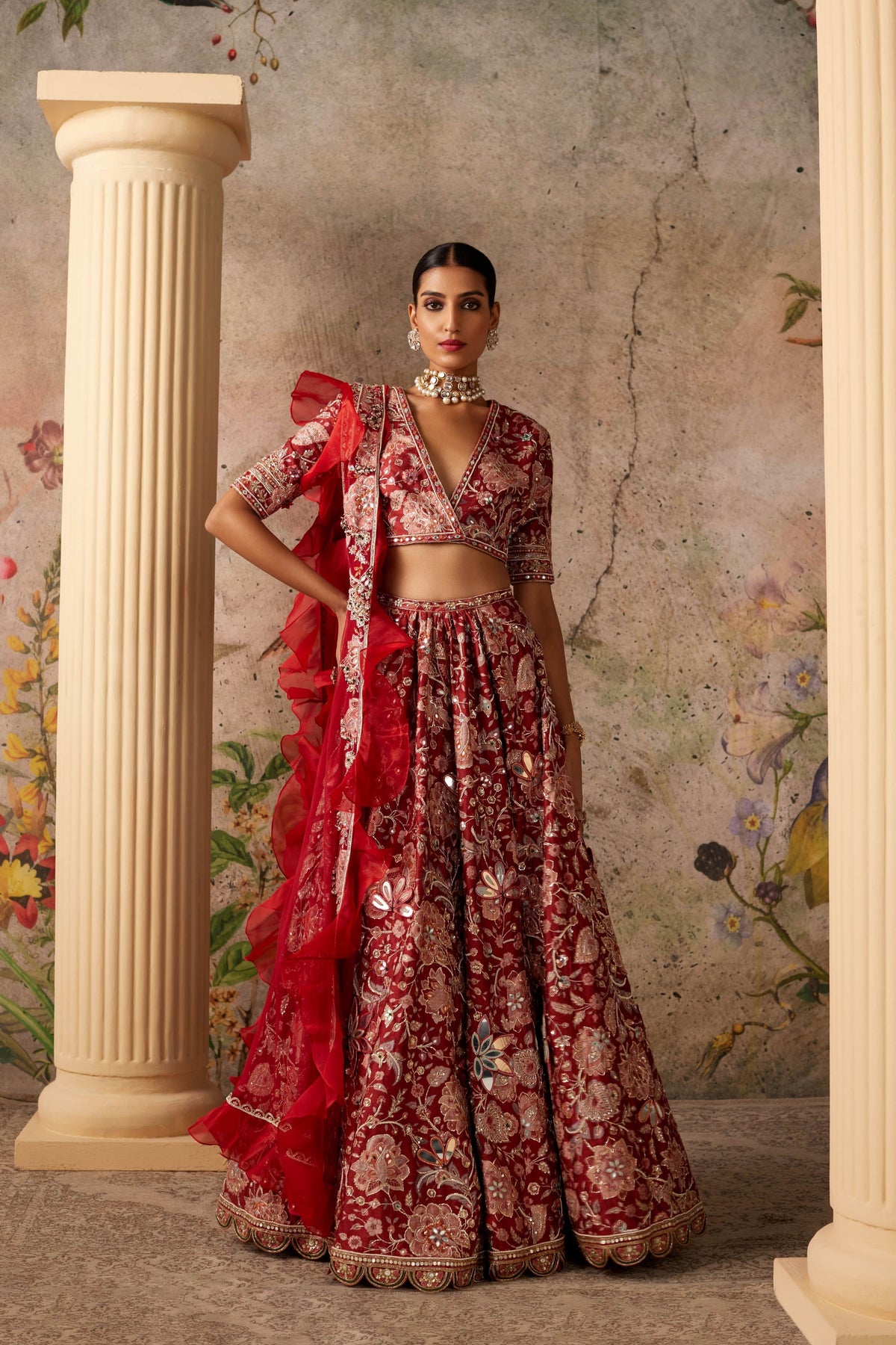 Ace Red Ochre Lehenga Set