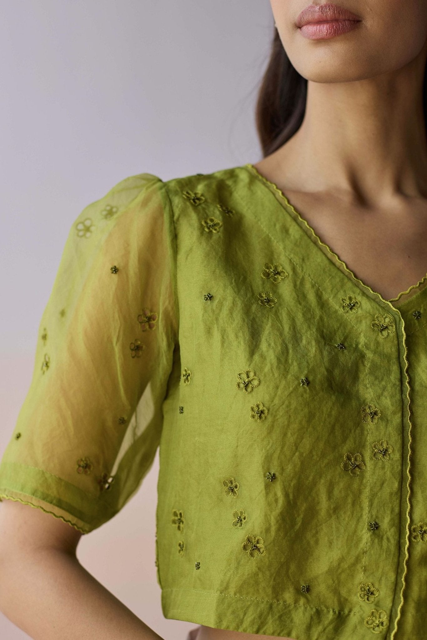 Starbloom Leaf Green Blouse - Surmaye - Elahe