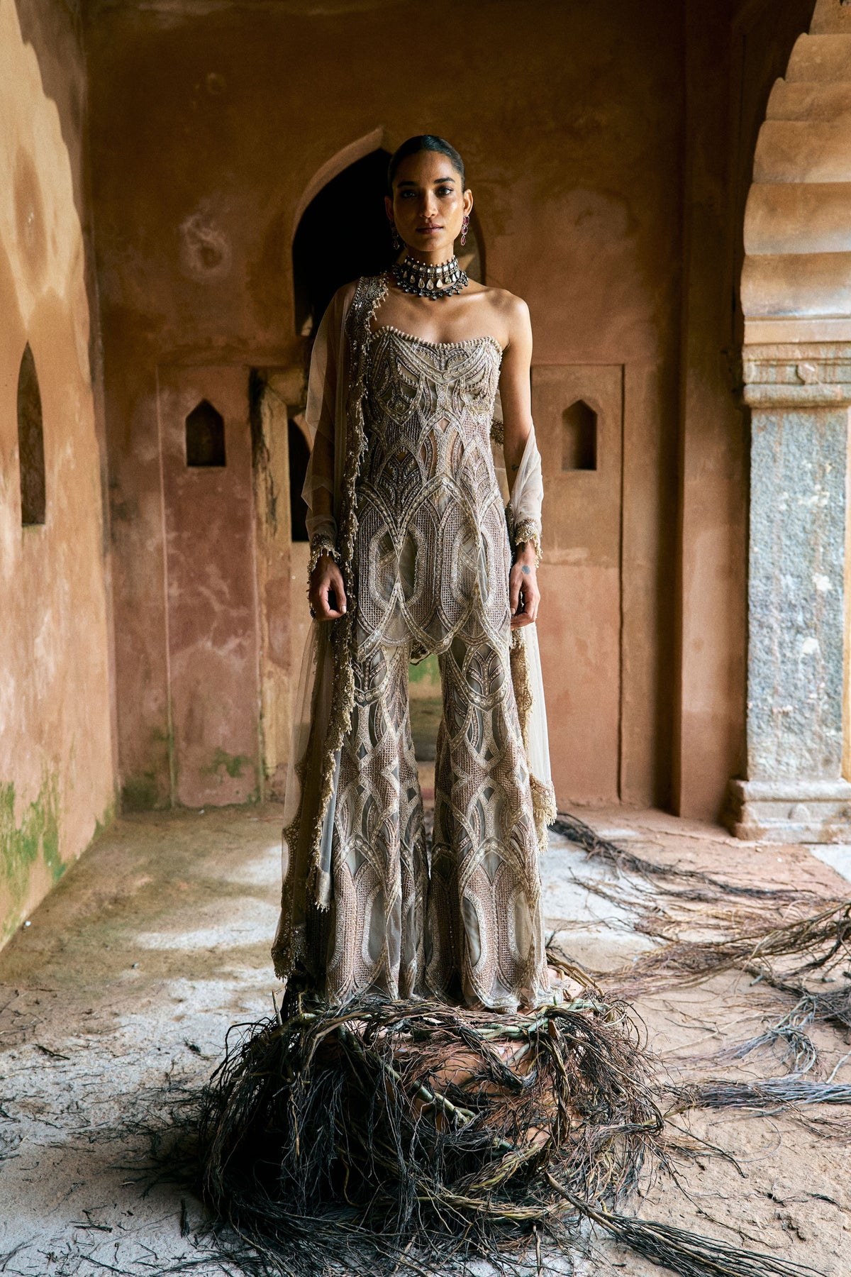 Mocha Sharara Set
