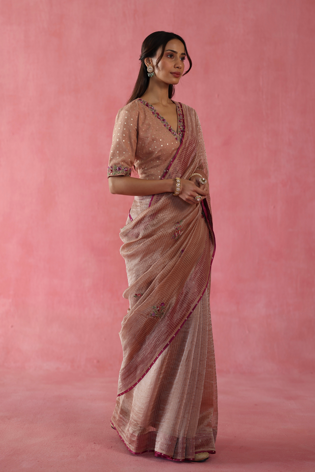 Beige Anjeer Saree