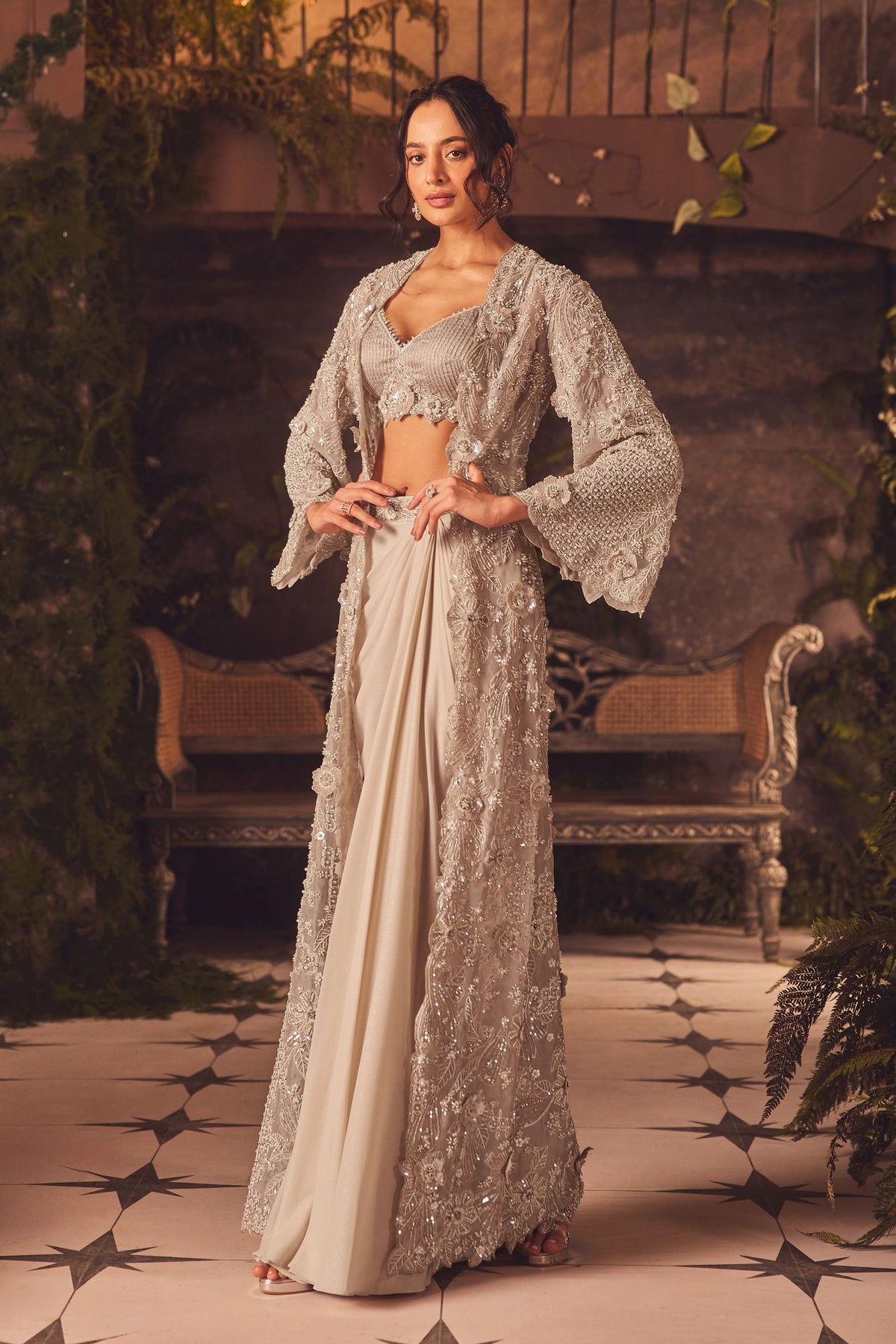 Demure Draped Skirt Set