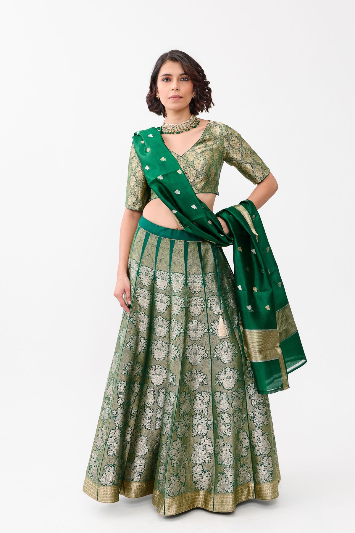 Green Gulhar Lehenga Set
