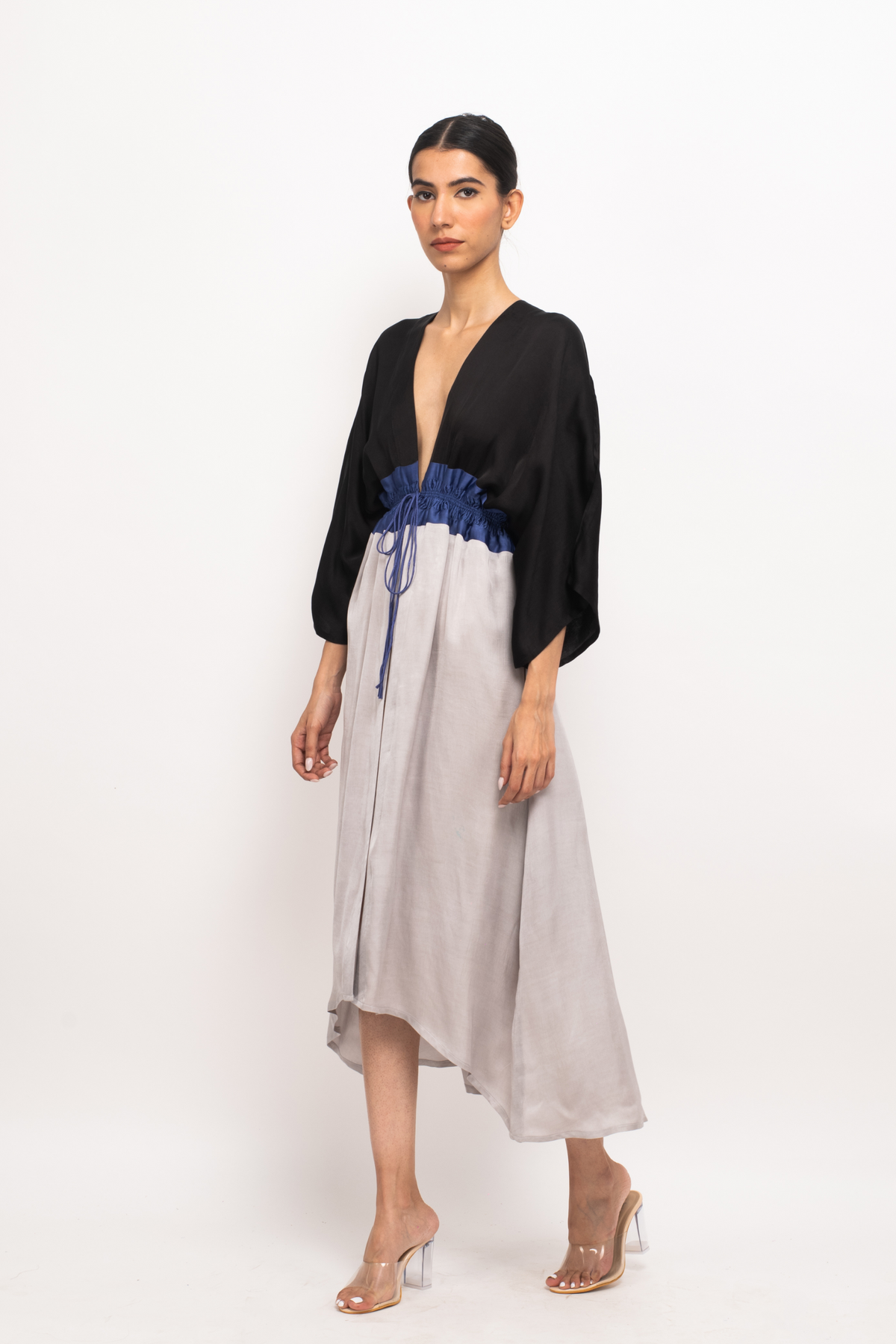 Black and Grey High Low Cape