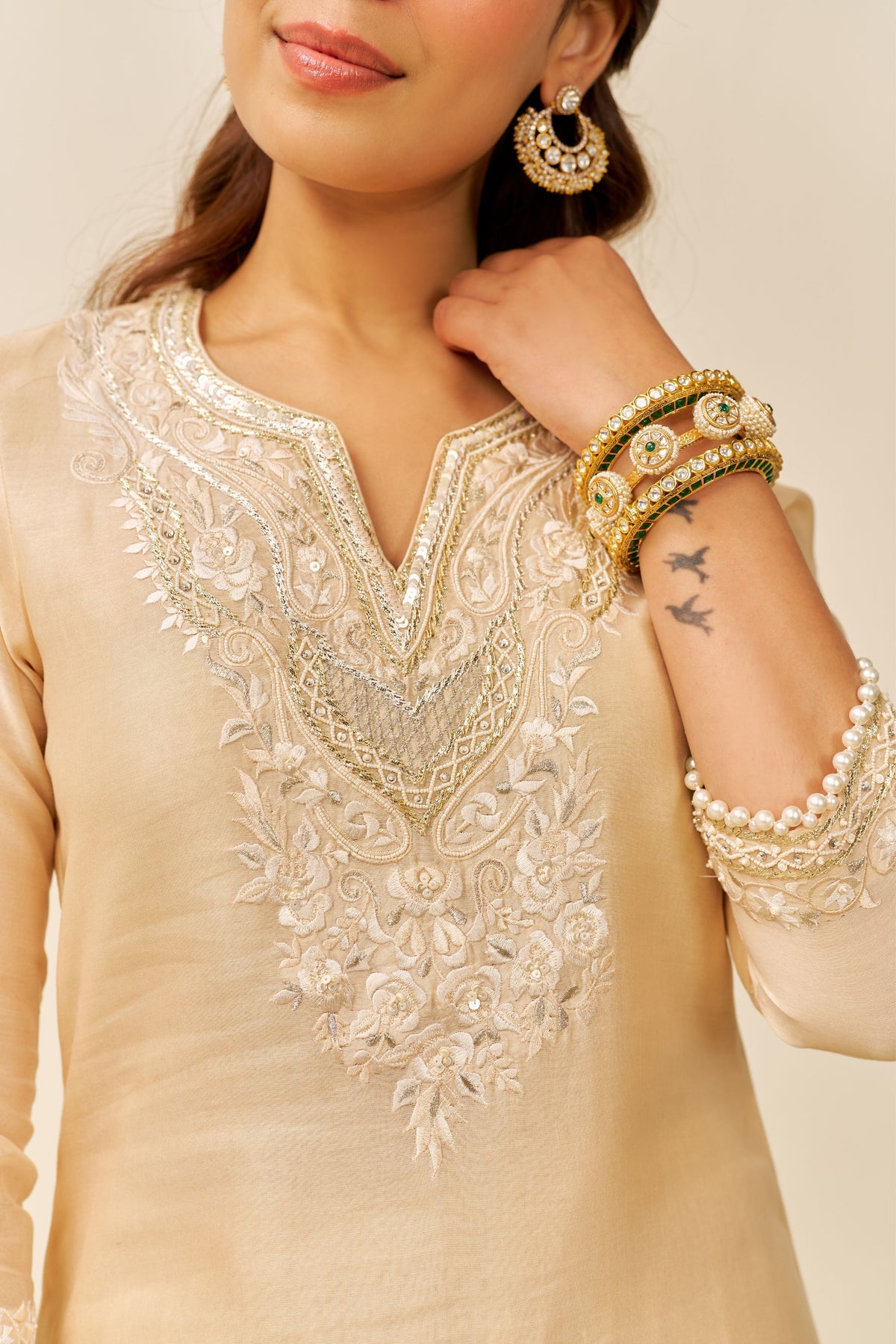 Haniya  Beige Kurta With Salwar