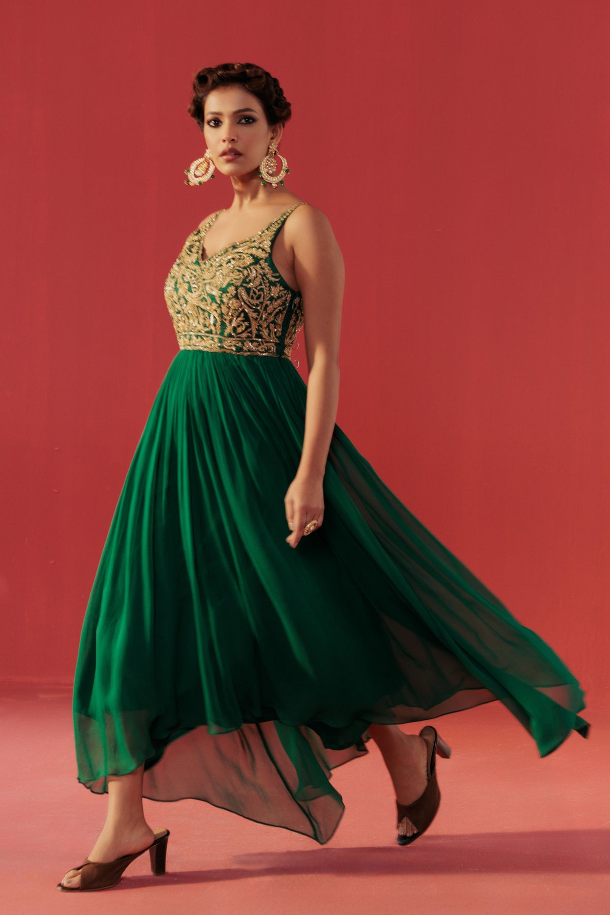 Pine Green Anarkali