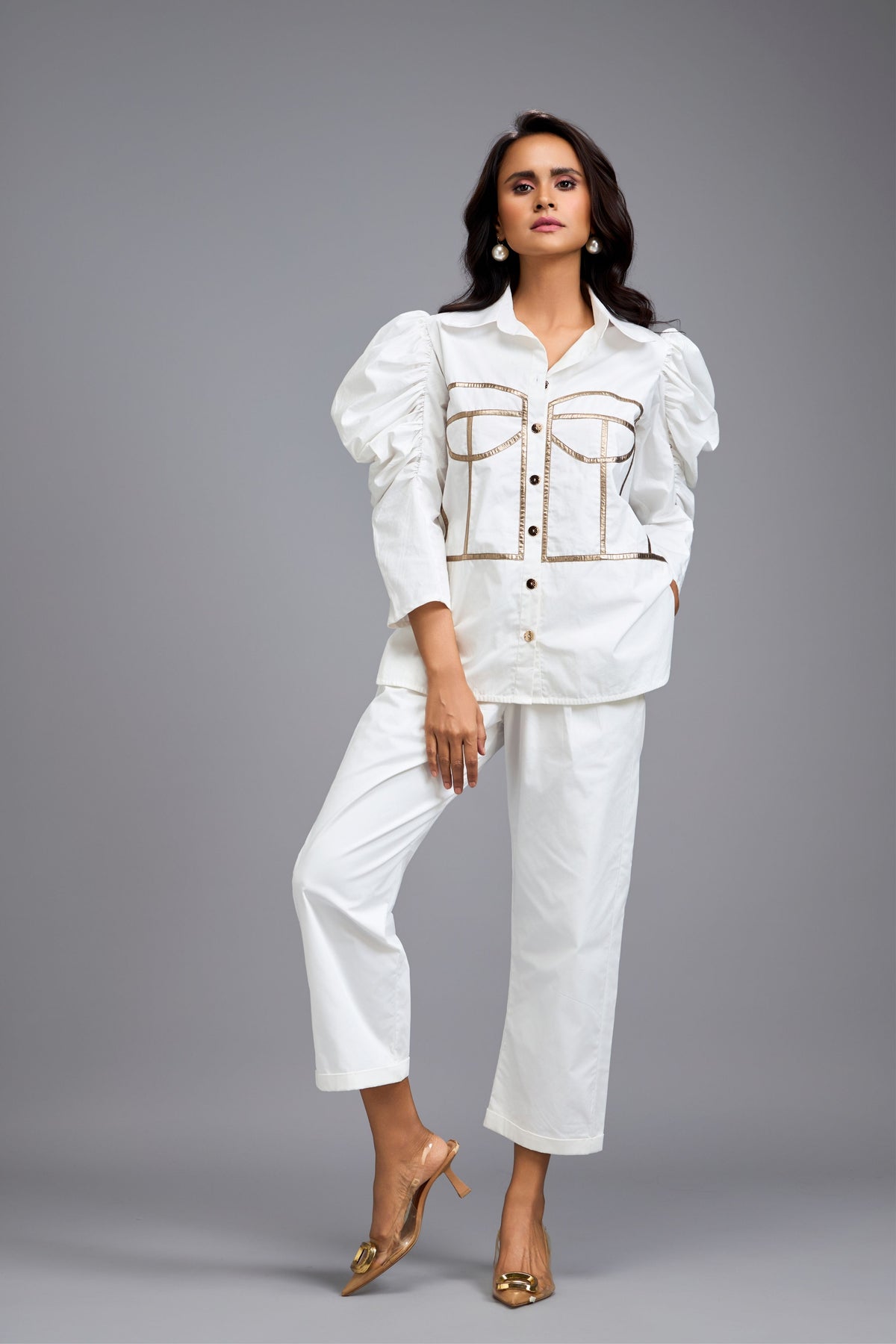 Eclipse Puff Sleeves White Shirt