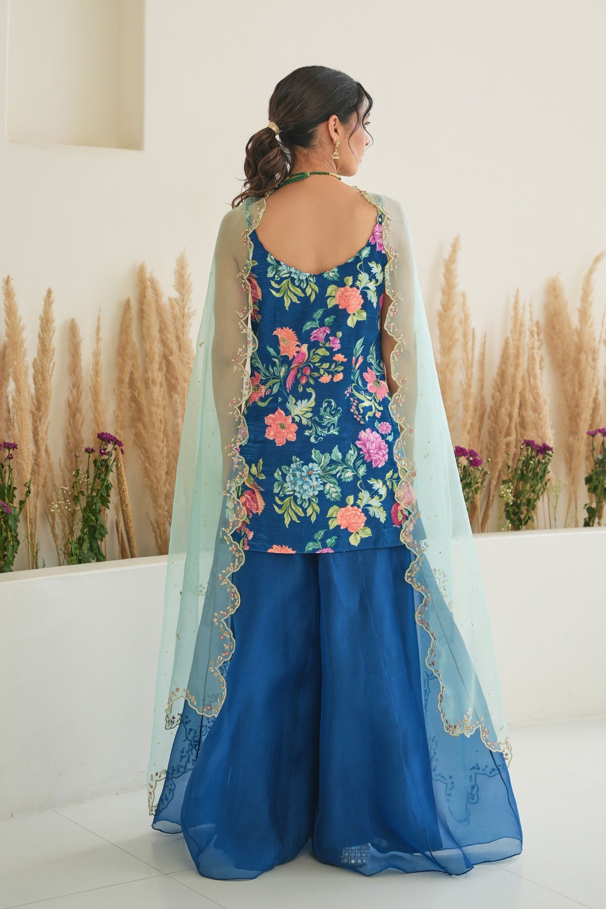 Fiza Sharara Set in Pebble Blue With Dupatta