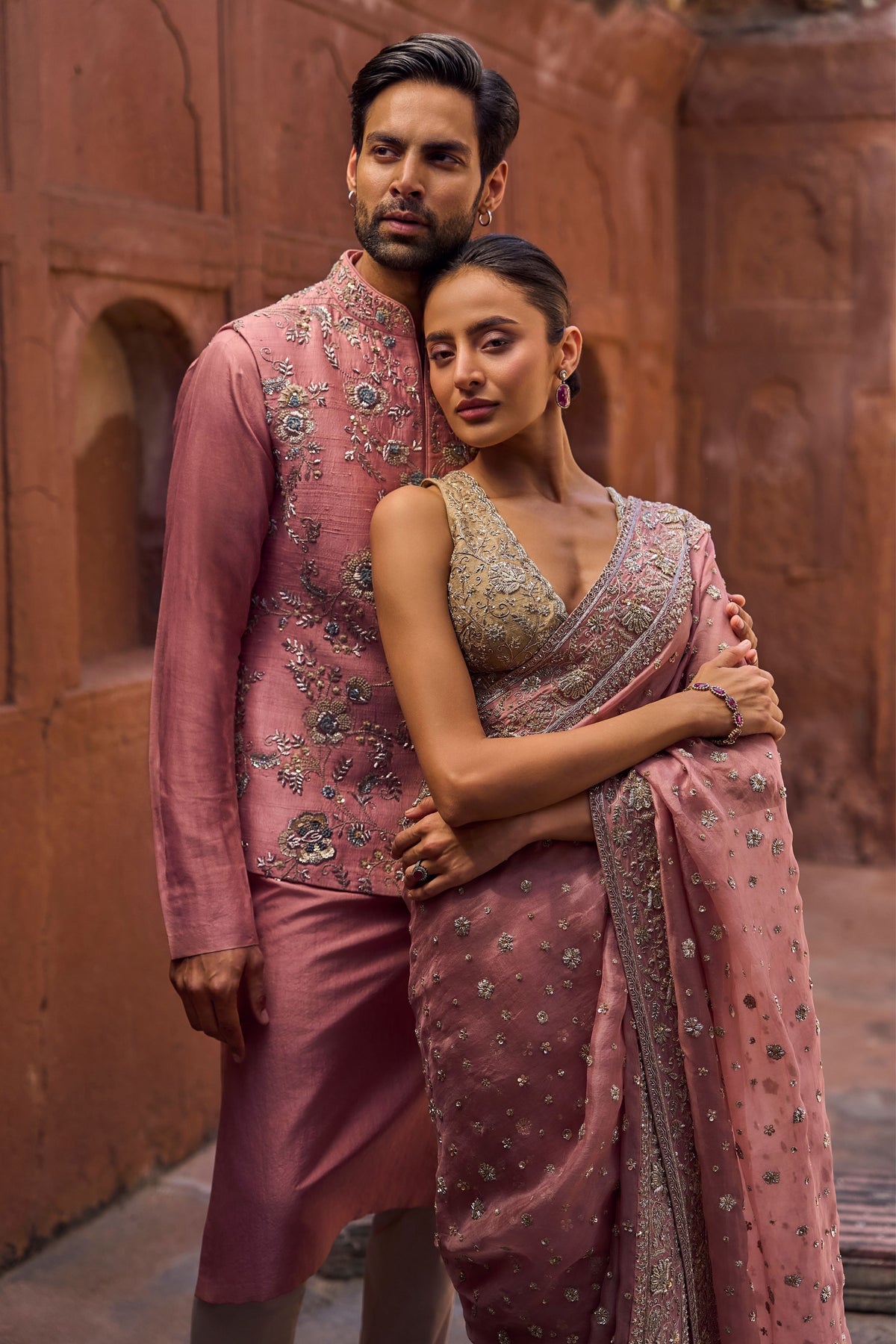 Peach Waist Coat Set