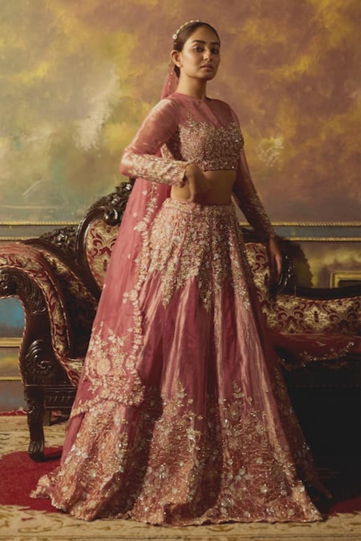Pink Tissue Lehenga Set