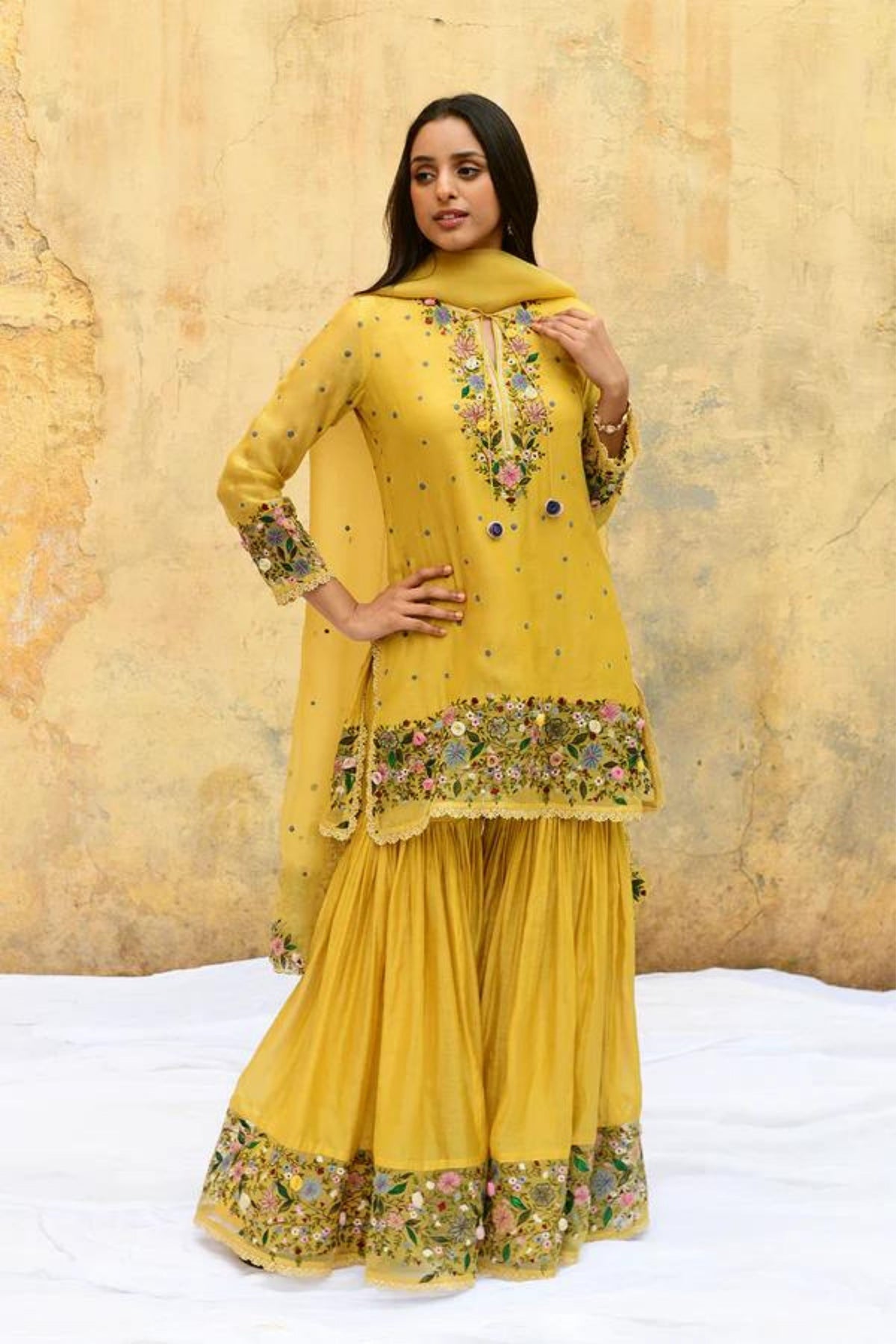 Yellow Orchid Sharara Set