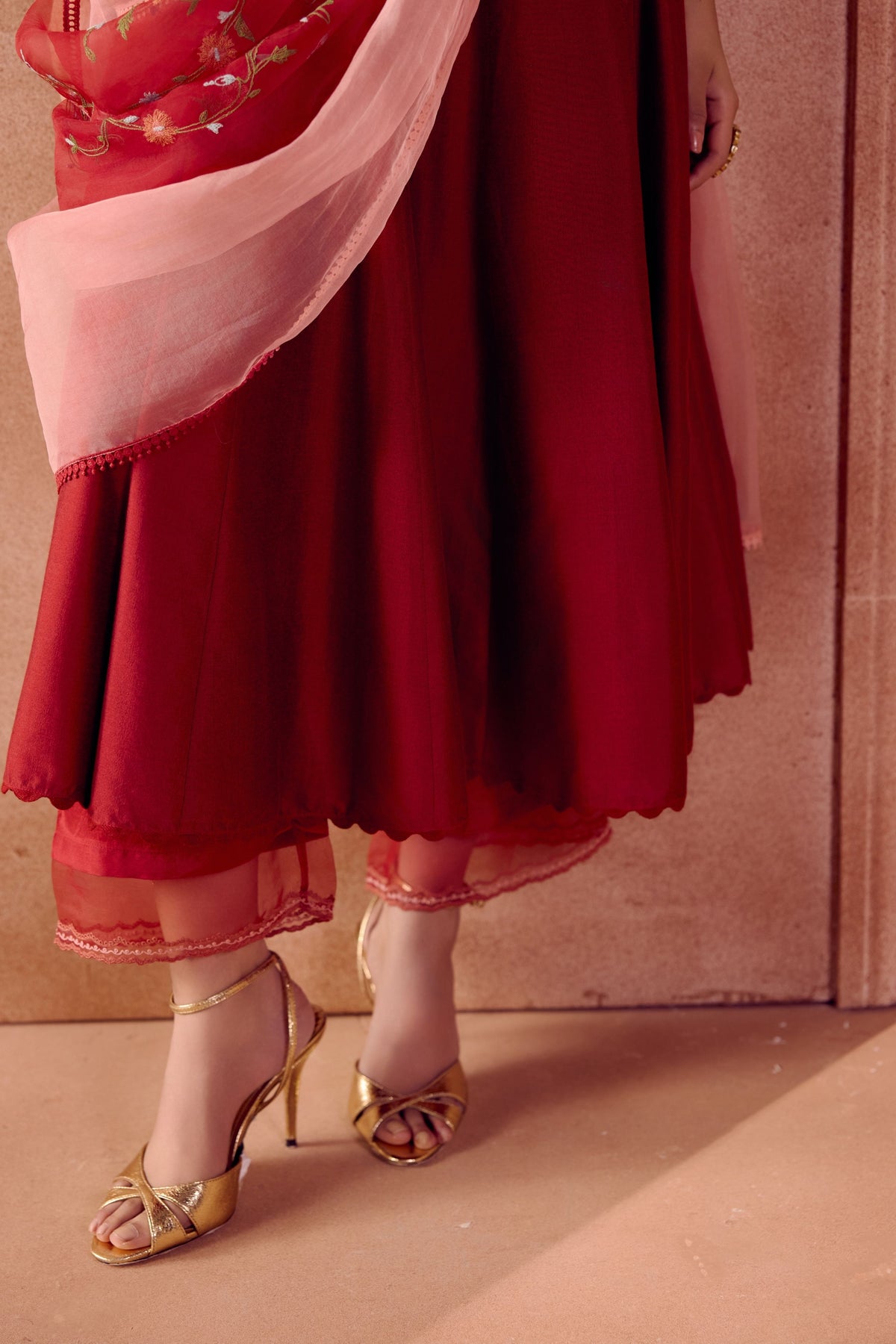 Maroon Anarkali Set