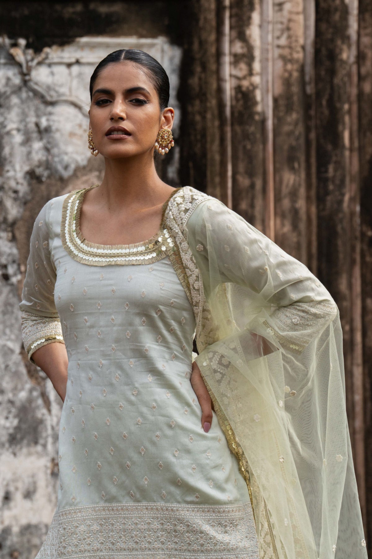 Mint Big Border Sharara Set